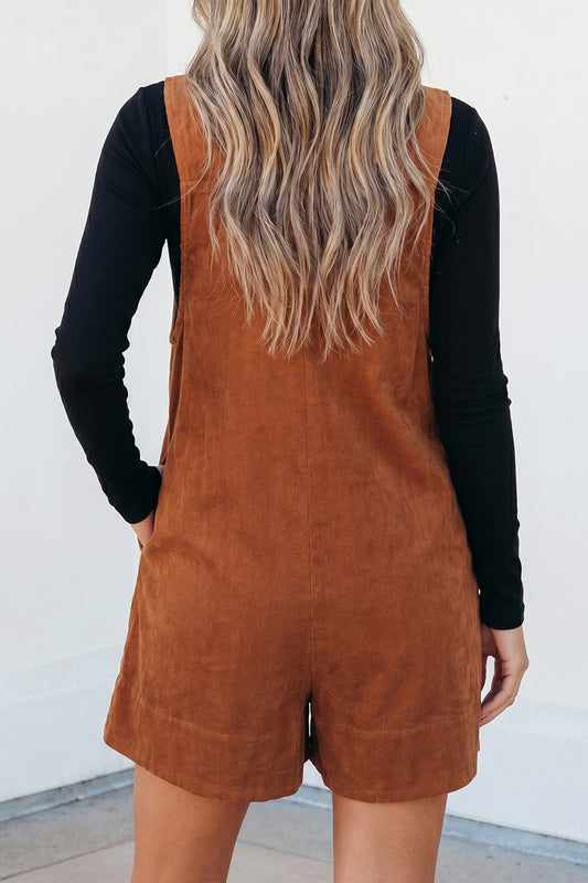 Corduroy Tie Neck Romper
