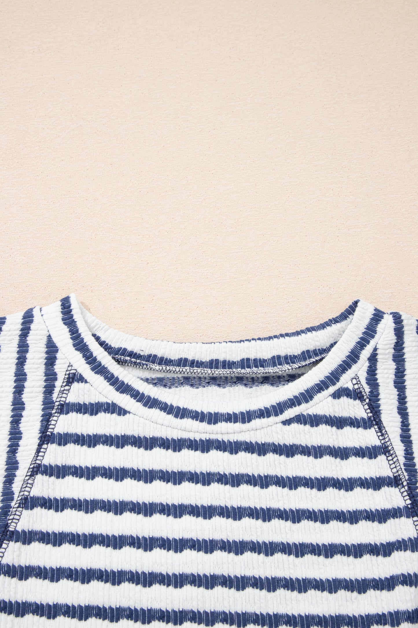 Brown Stripe Textured Knit Split Hem Top