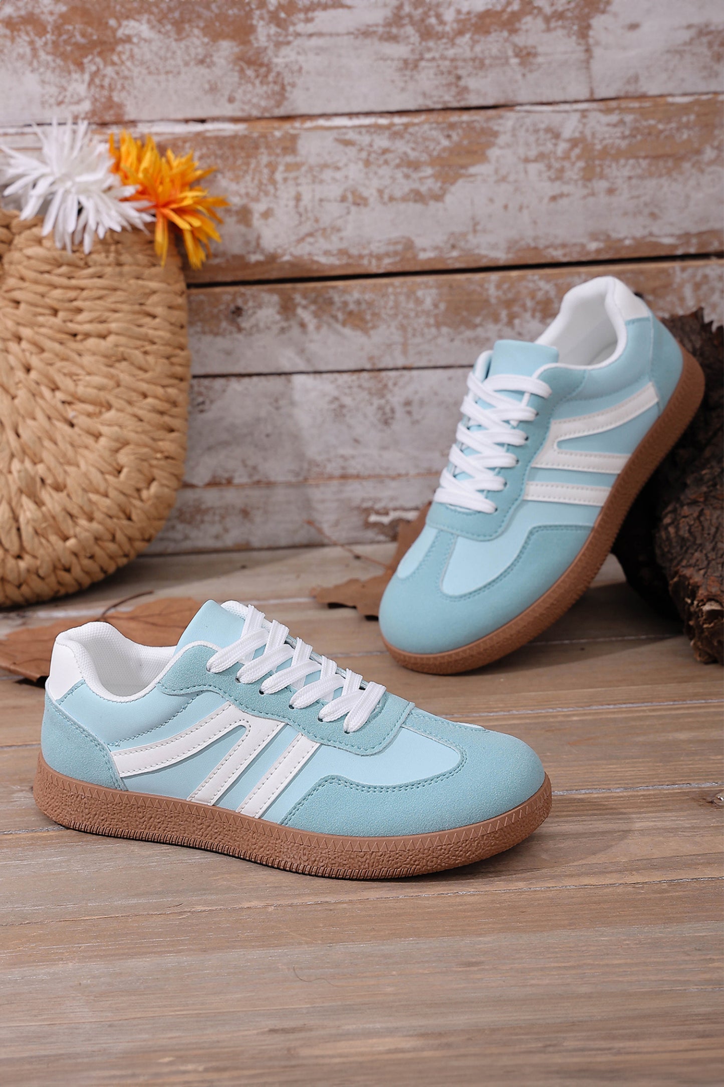 Retro Patchwork Lace-Up Sneakers