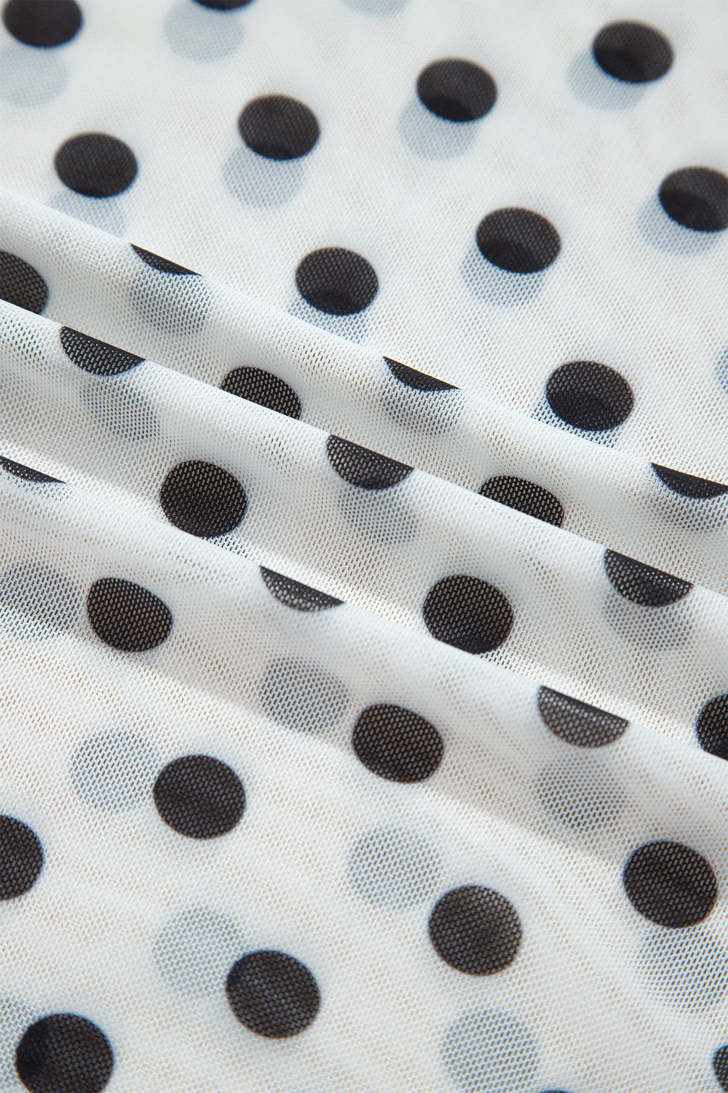 Black Polka Dot Mesh Long Sleeve Top