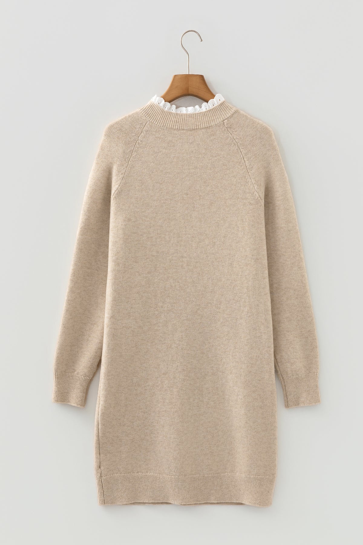 Parchment Lace-Trim Button Sweater Dress