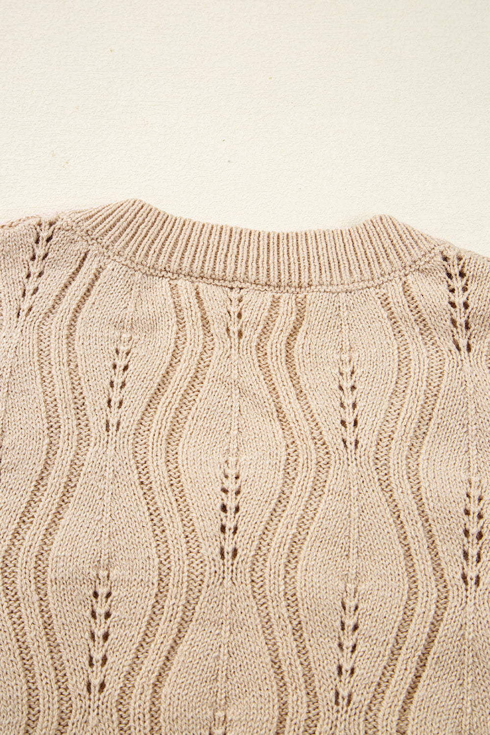 Smoke Gray Pearl Lace Pointelle Sweater