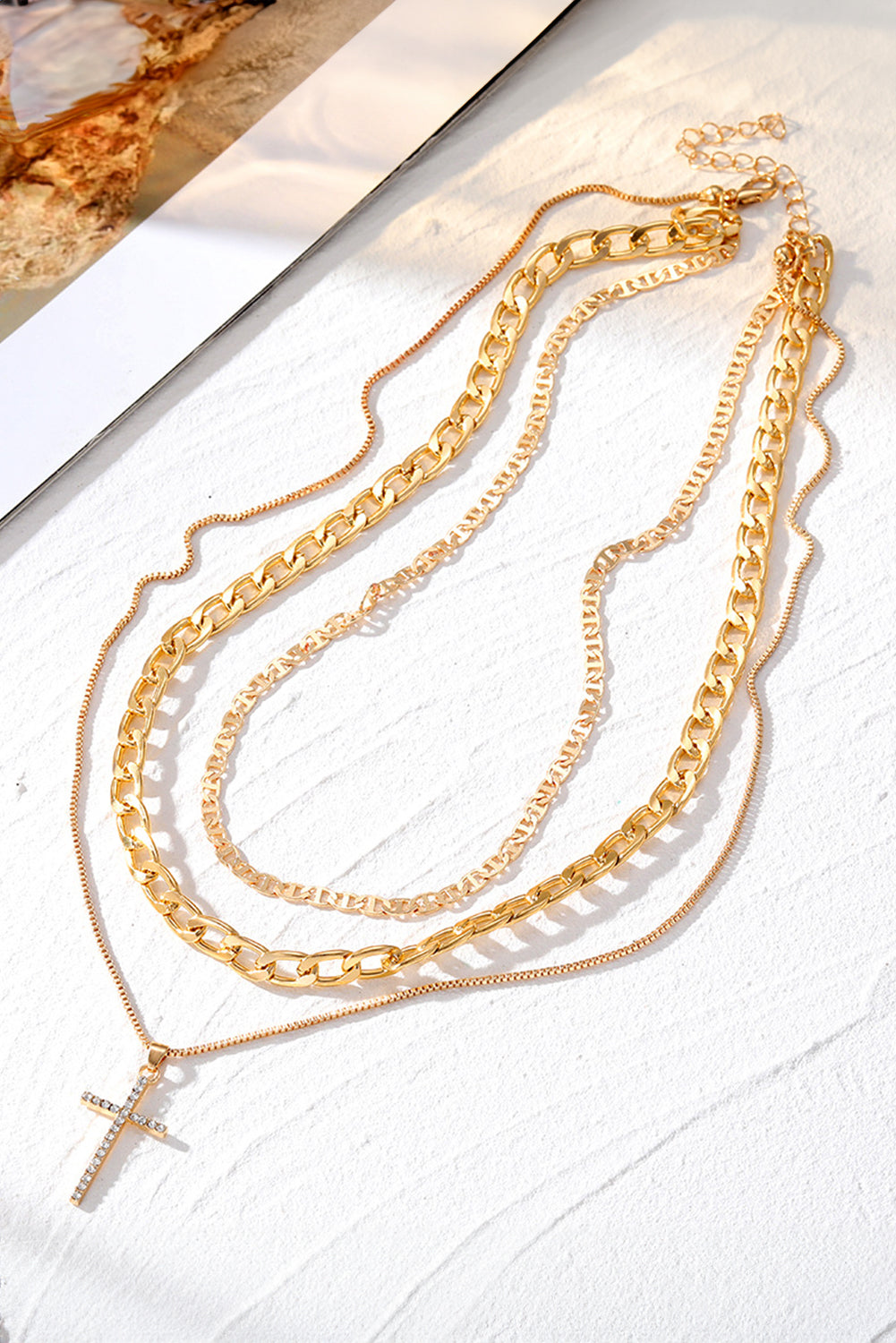Elegant Alloy Cross Pendant Layering Necklace