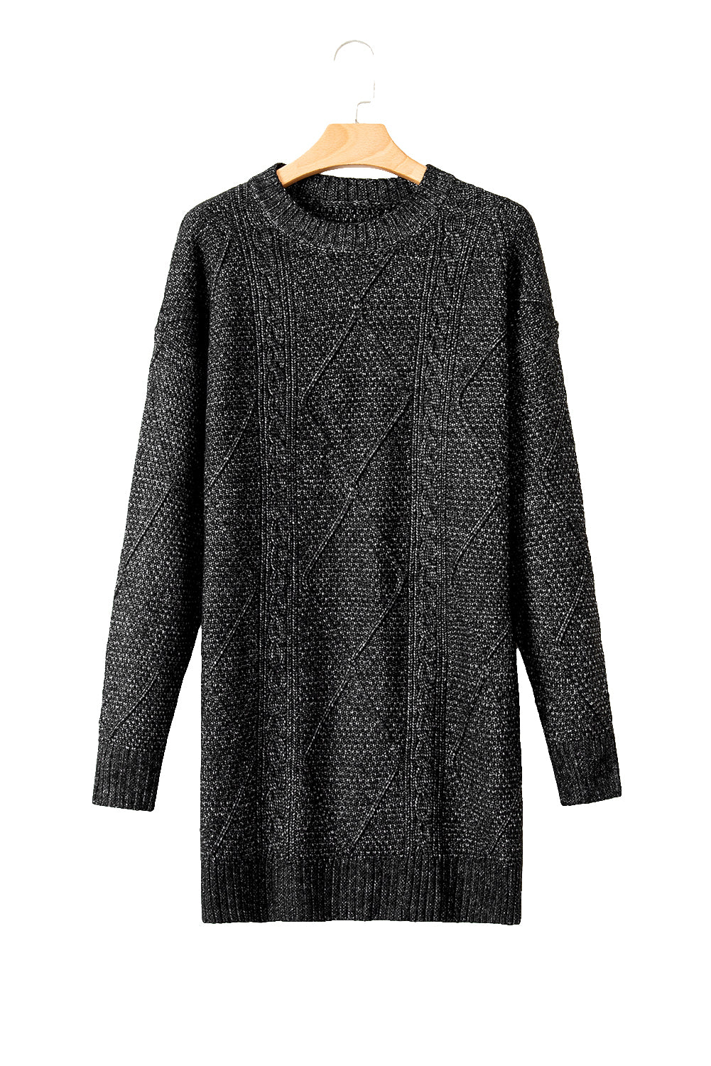 Cable Knit Drop-Shoulder Sweater Dress