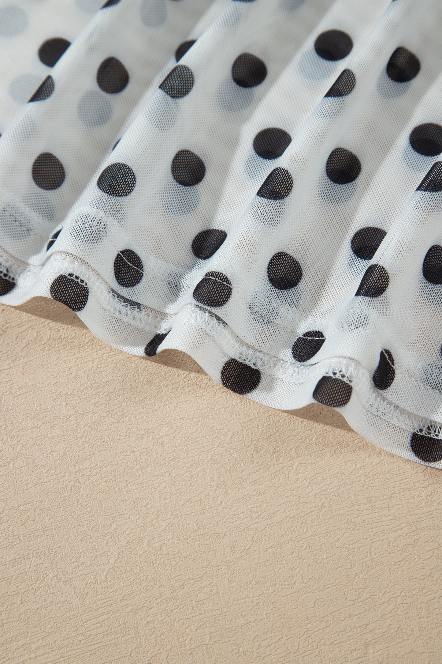 Black Polka Dot Mesh Long Sleeve Top