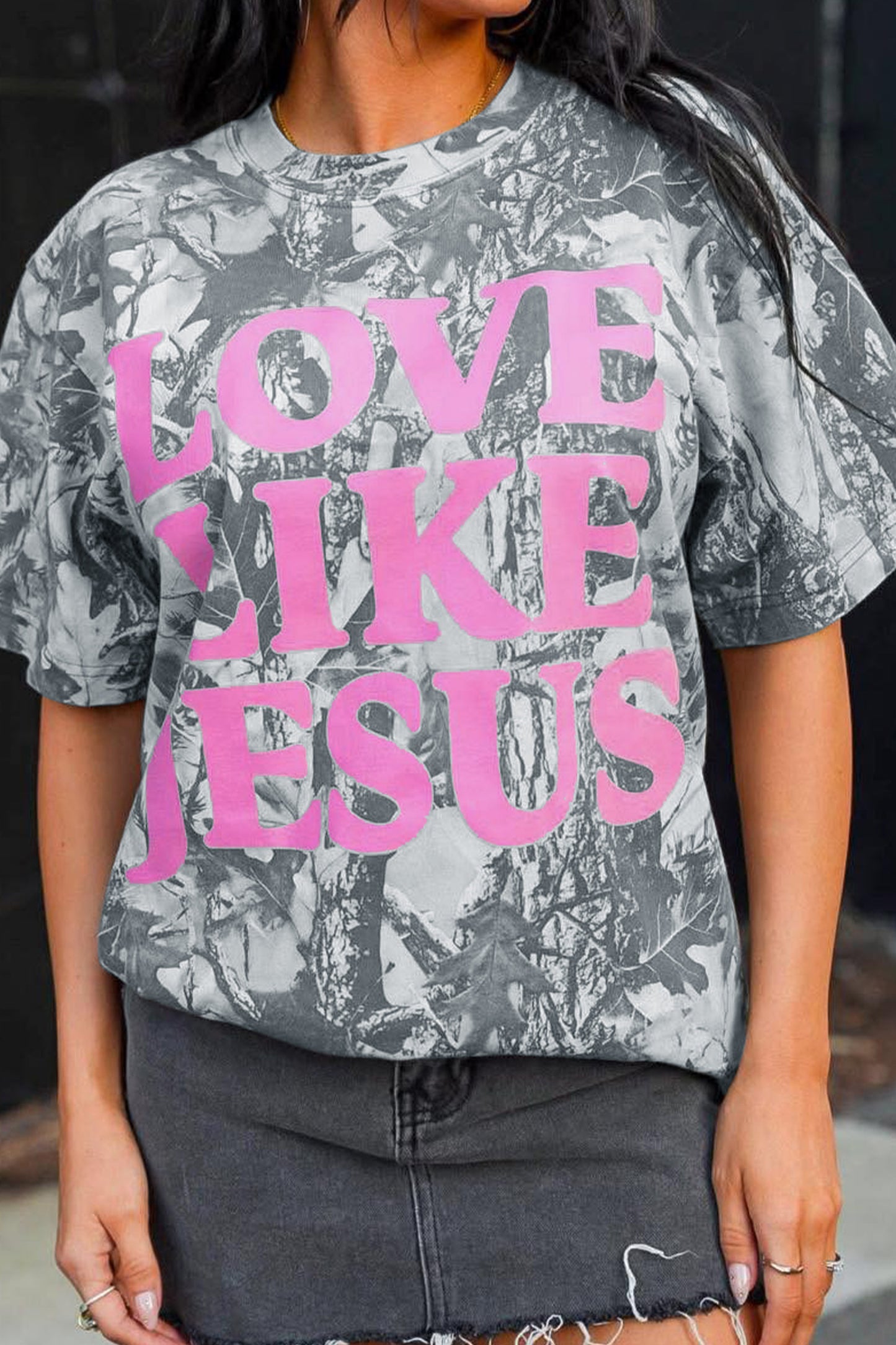 LOVE LIKE JESUS Camo Print Relaxed Fit Tee