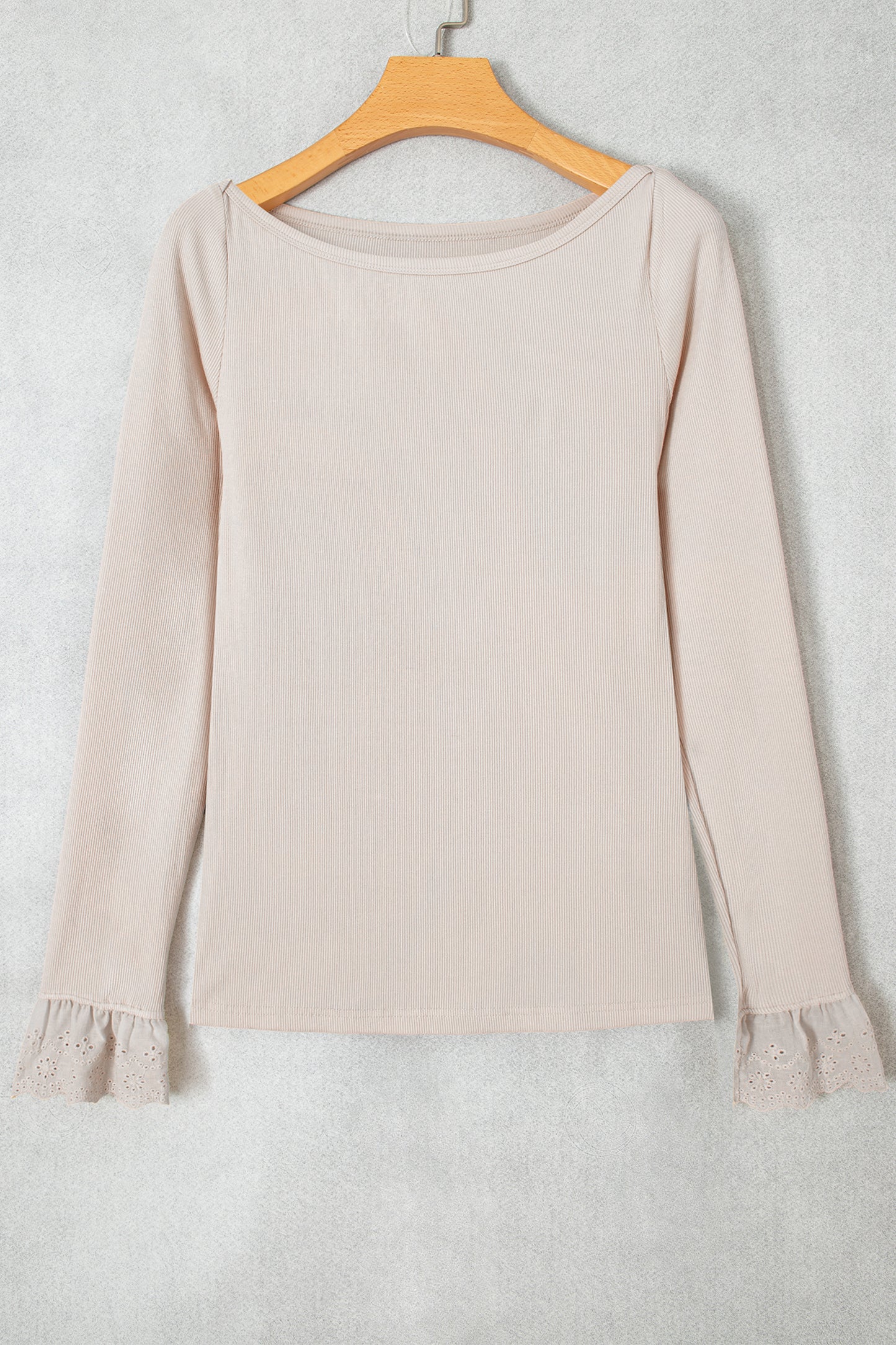 Cream Lace Cuff Long Sleeve Top