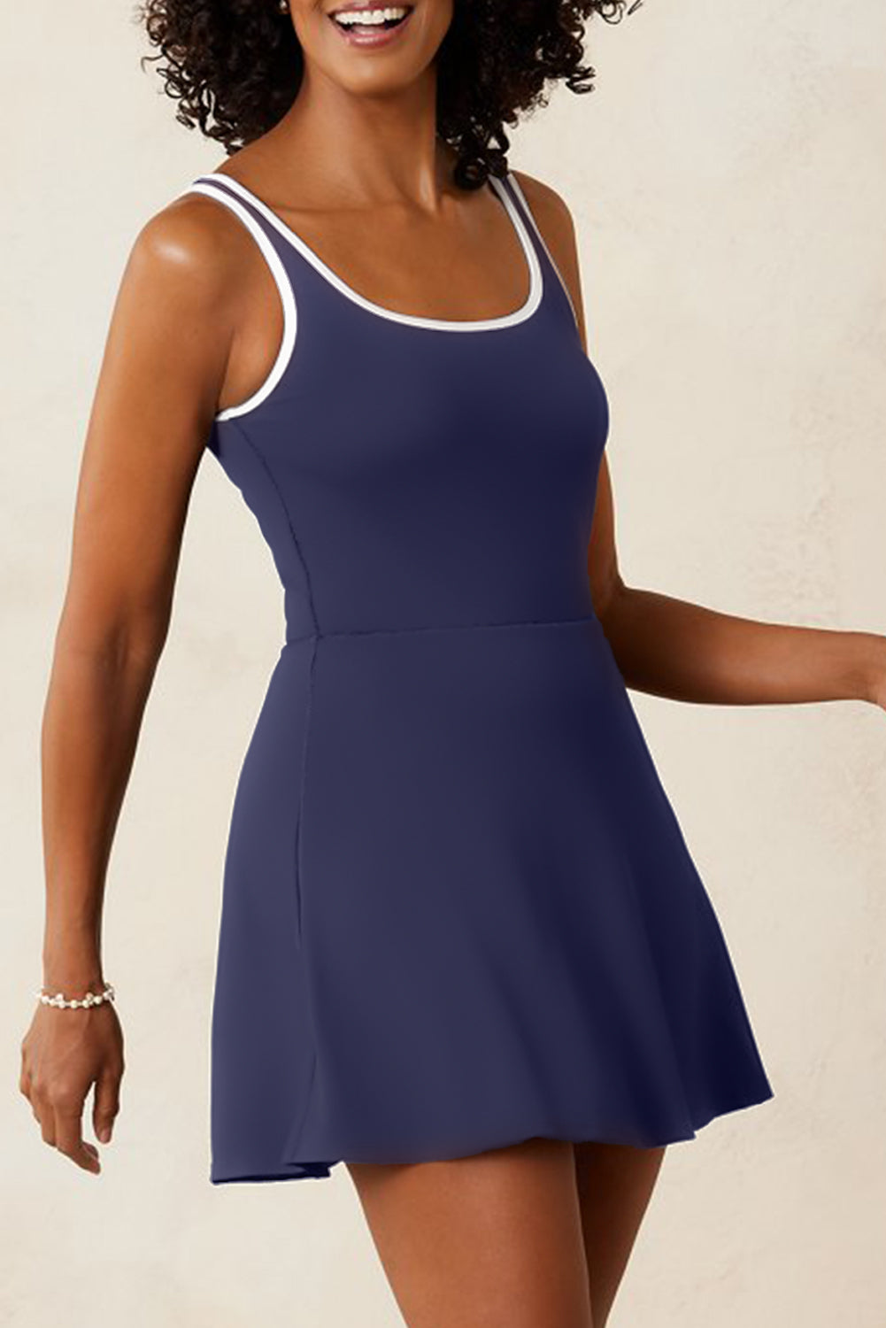 High Waist One Piece Swim Dress