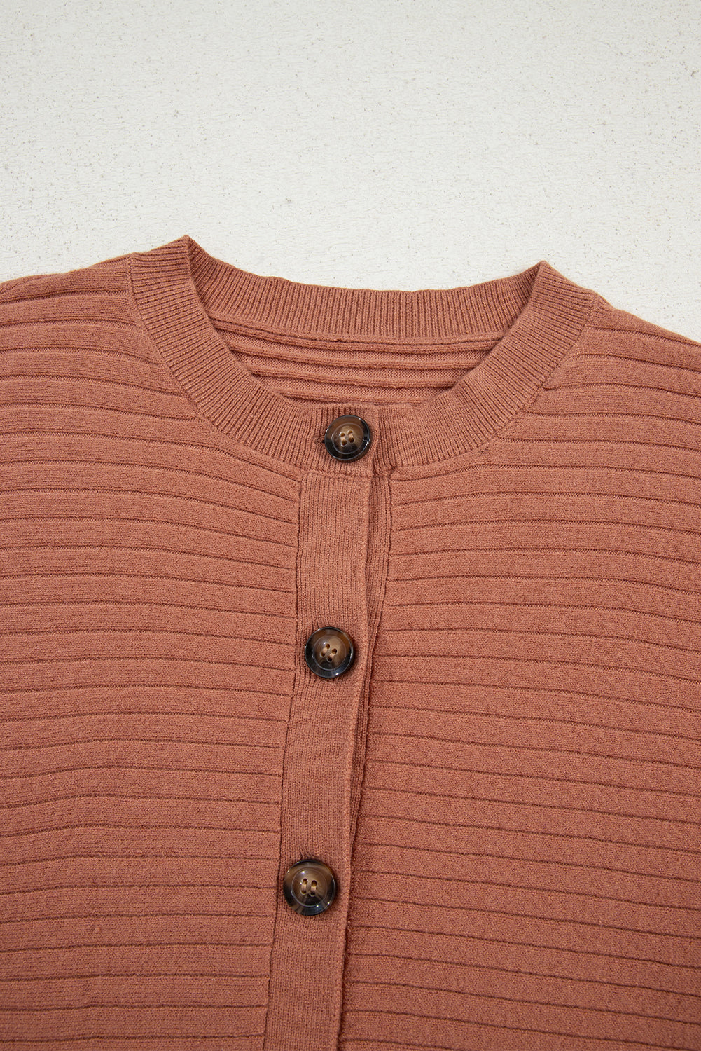 Apricot Pink Rib Knit Dolman Sleeve Cardigan