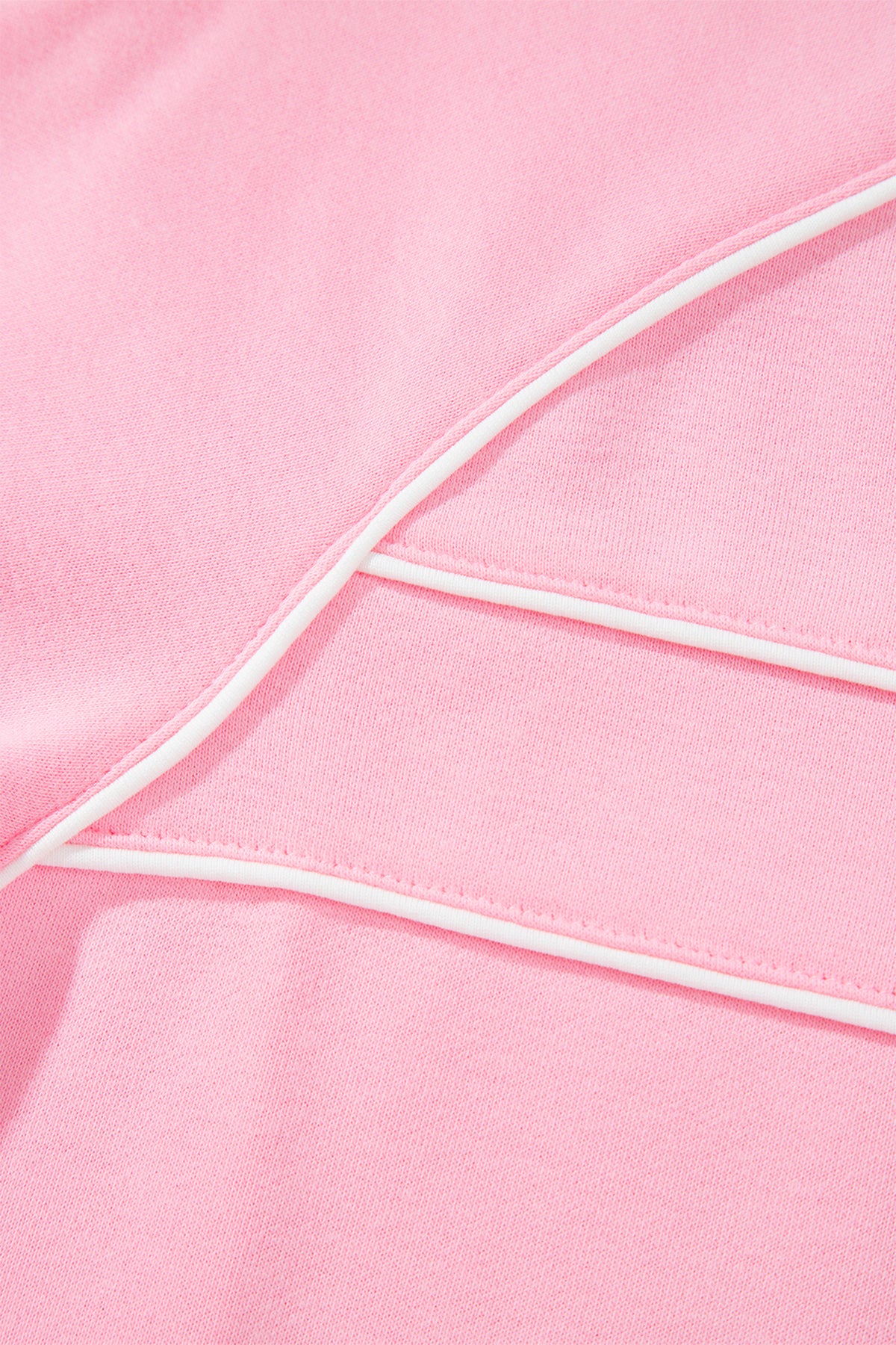 Pink Piping-Trim Pullover & Shorts Set
