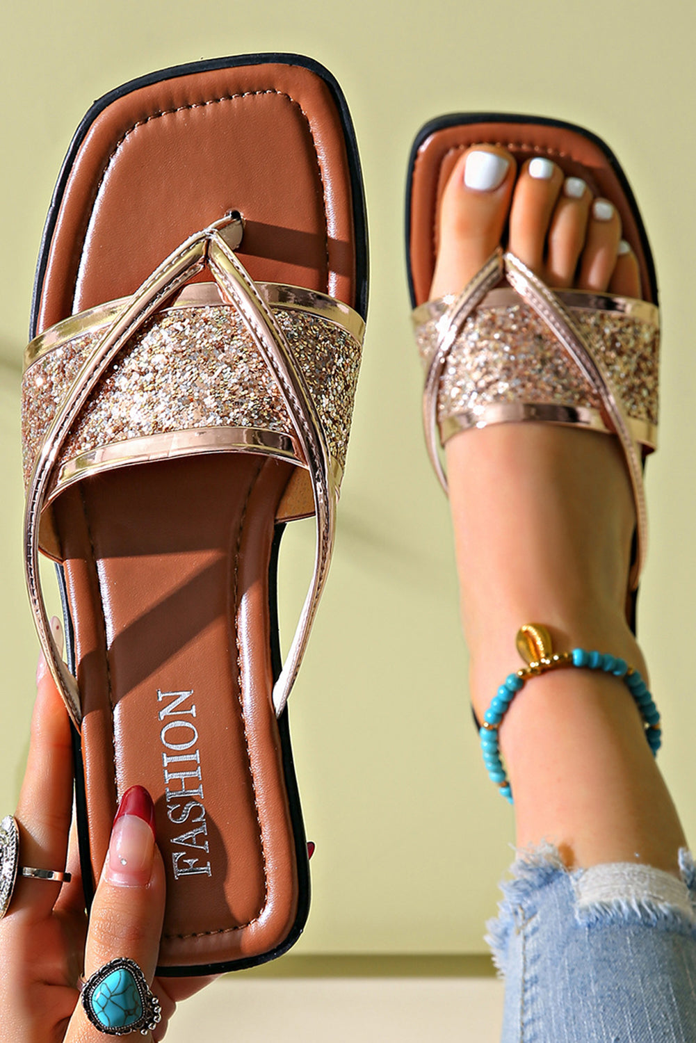 Glitter Clip Toe Sandals