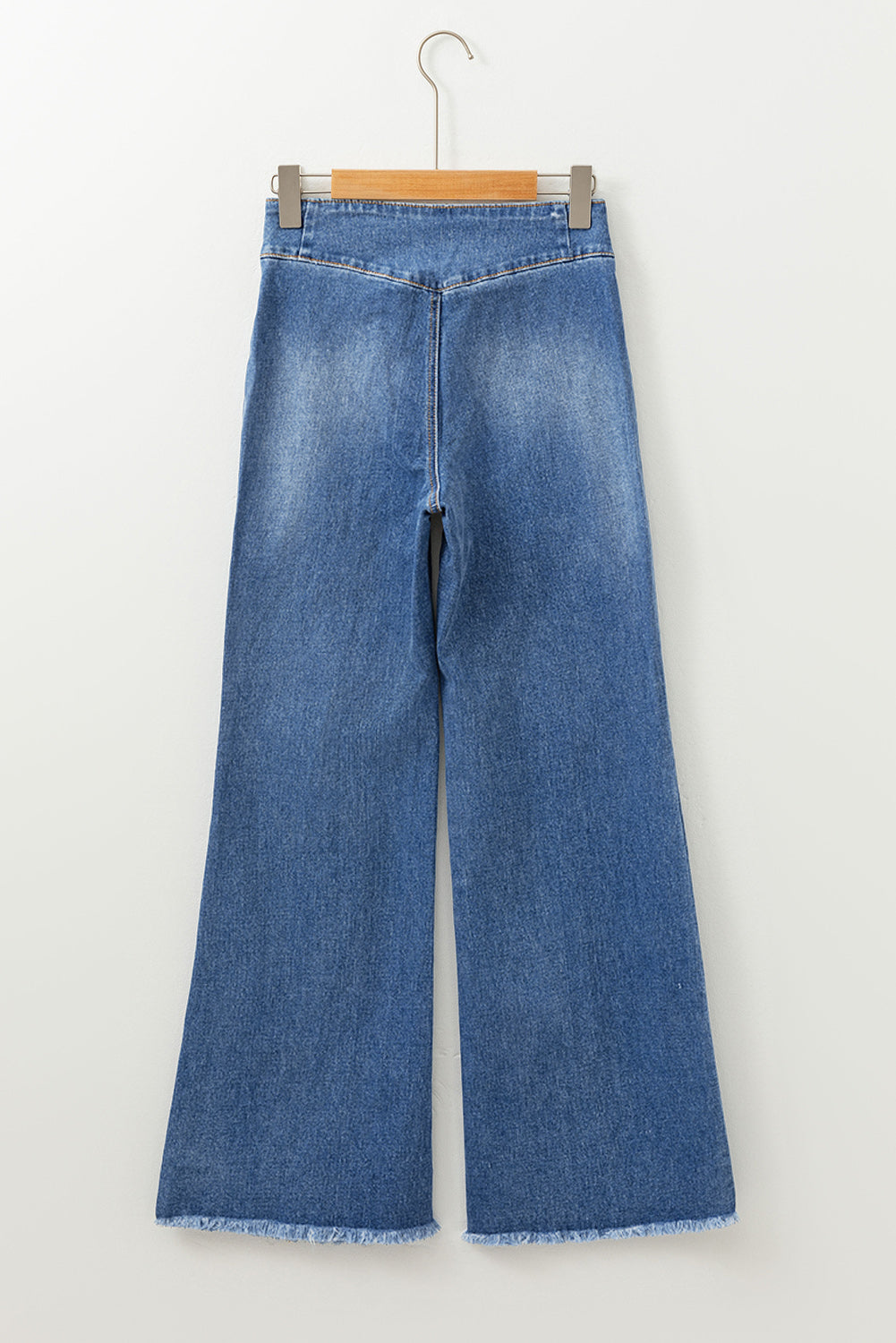 High Waist Button Fly Raw Hem  Jeans