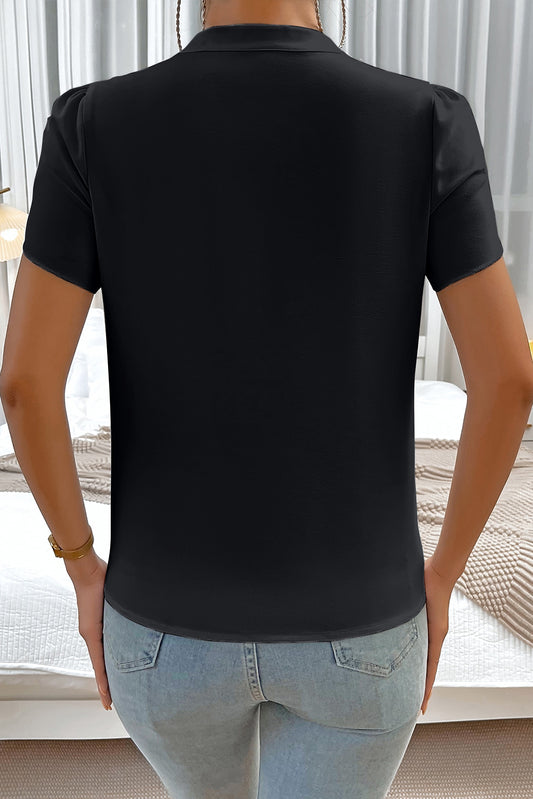 Black Petal Sleeve Blouse