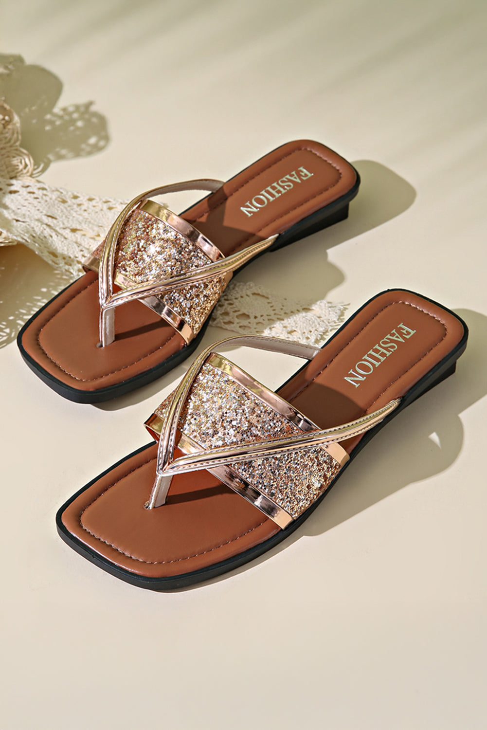 Glitter Clip Toe Sandals