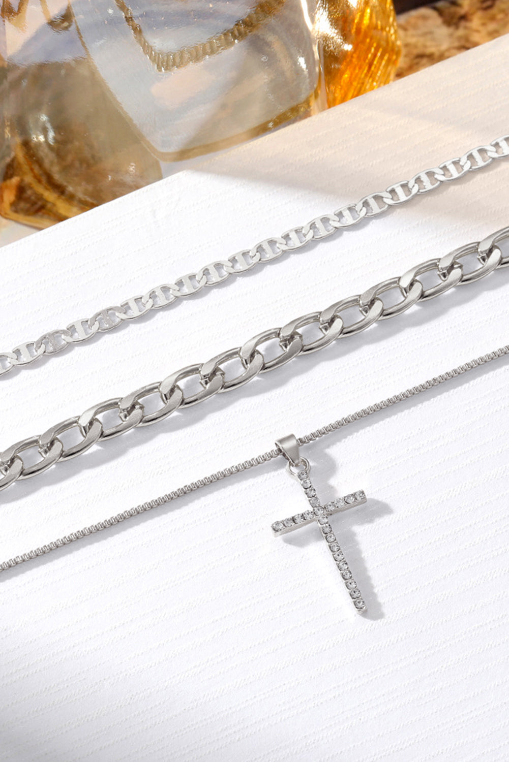 Elegant Alloy Cross Pendant Layering Necklace