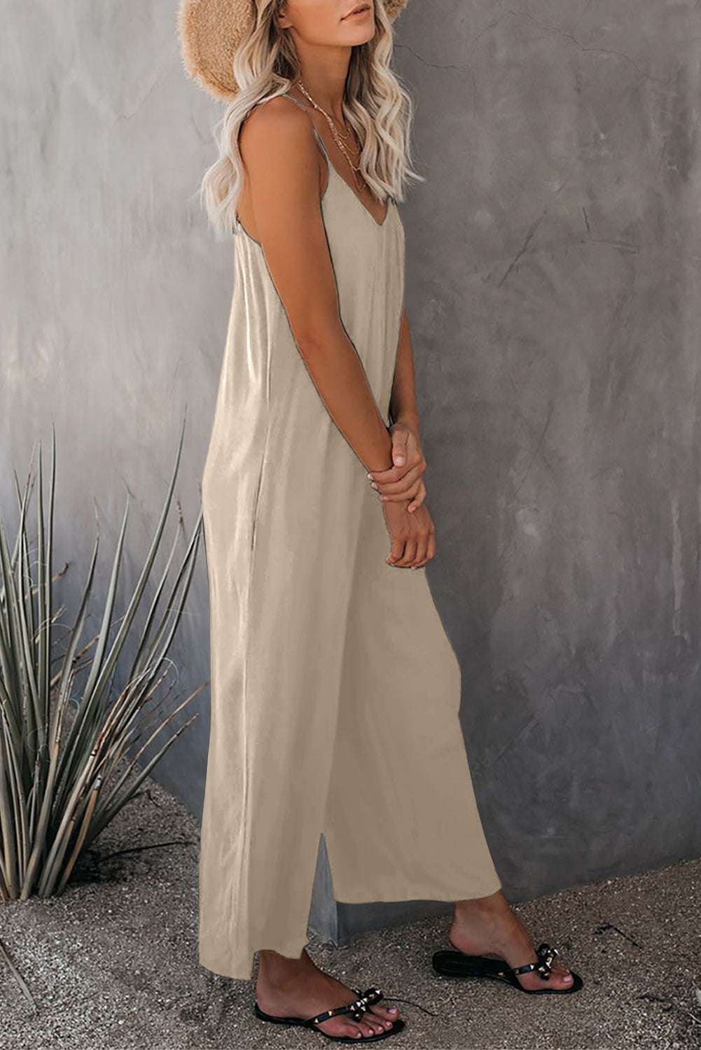 Apricot Wide Leg Pocket Jumpsuit