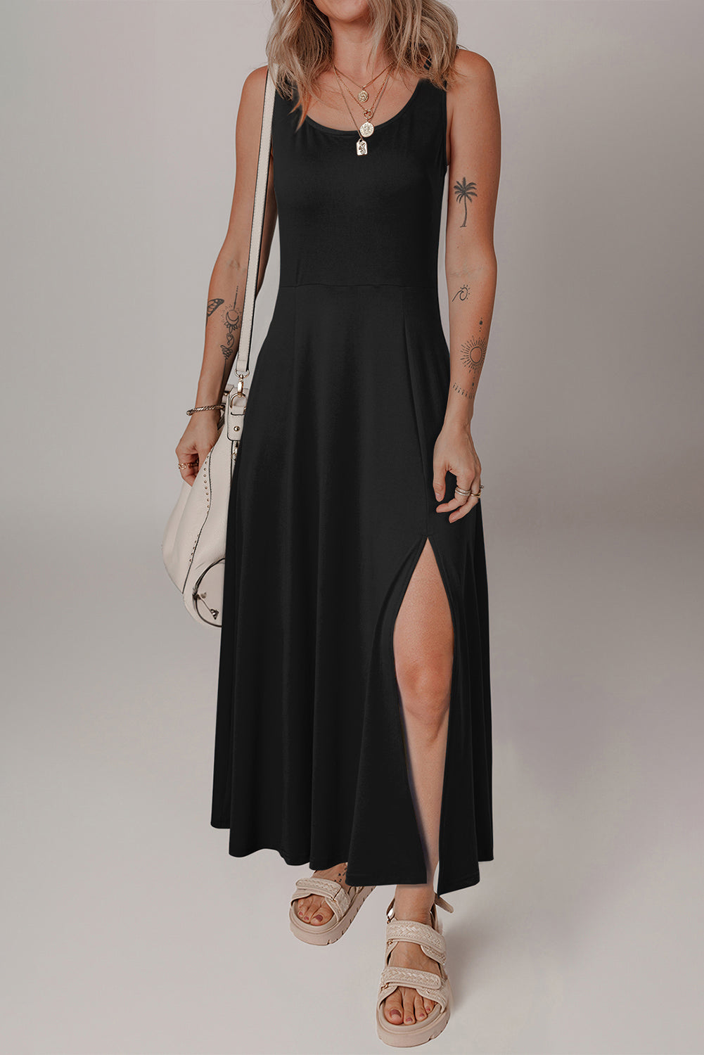Scoop Neck Sleeveless High Waist Maxi Dress