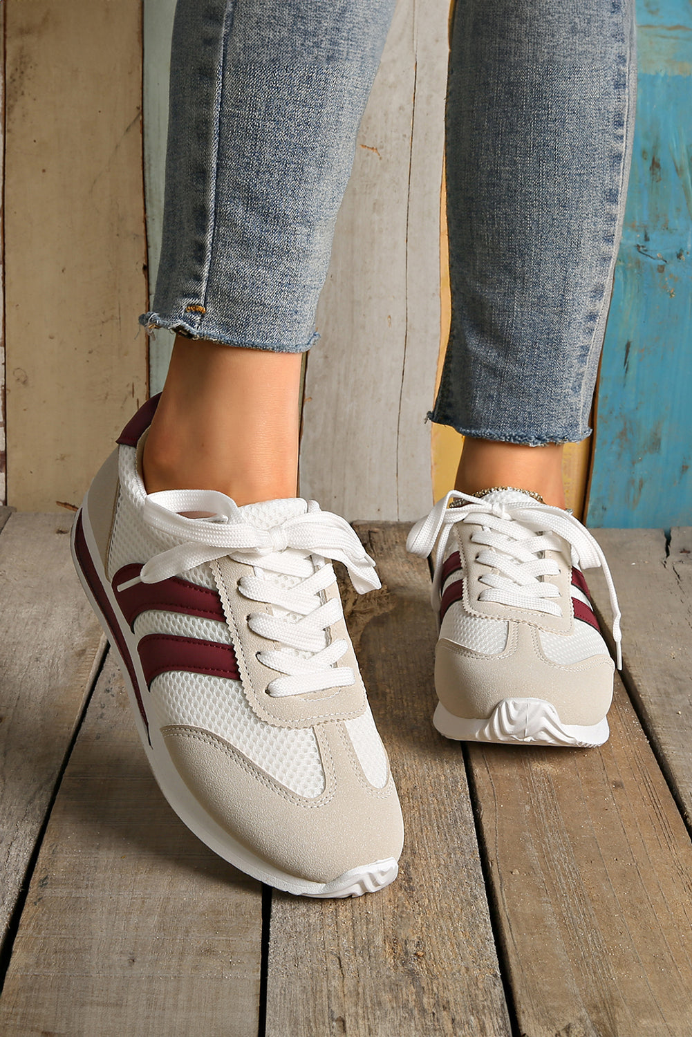 Patchwork Lace-Up Sneakers
