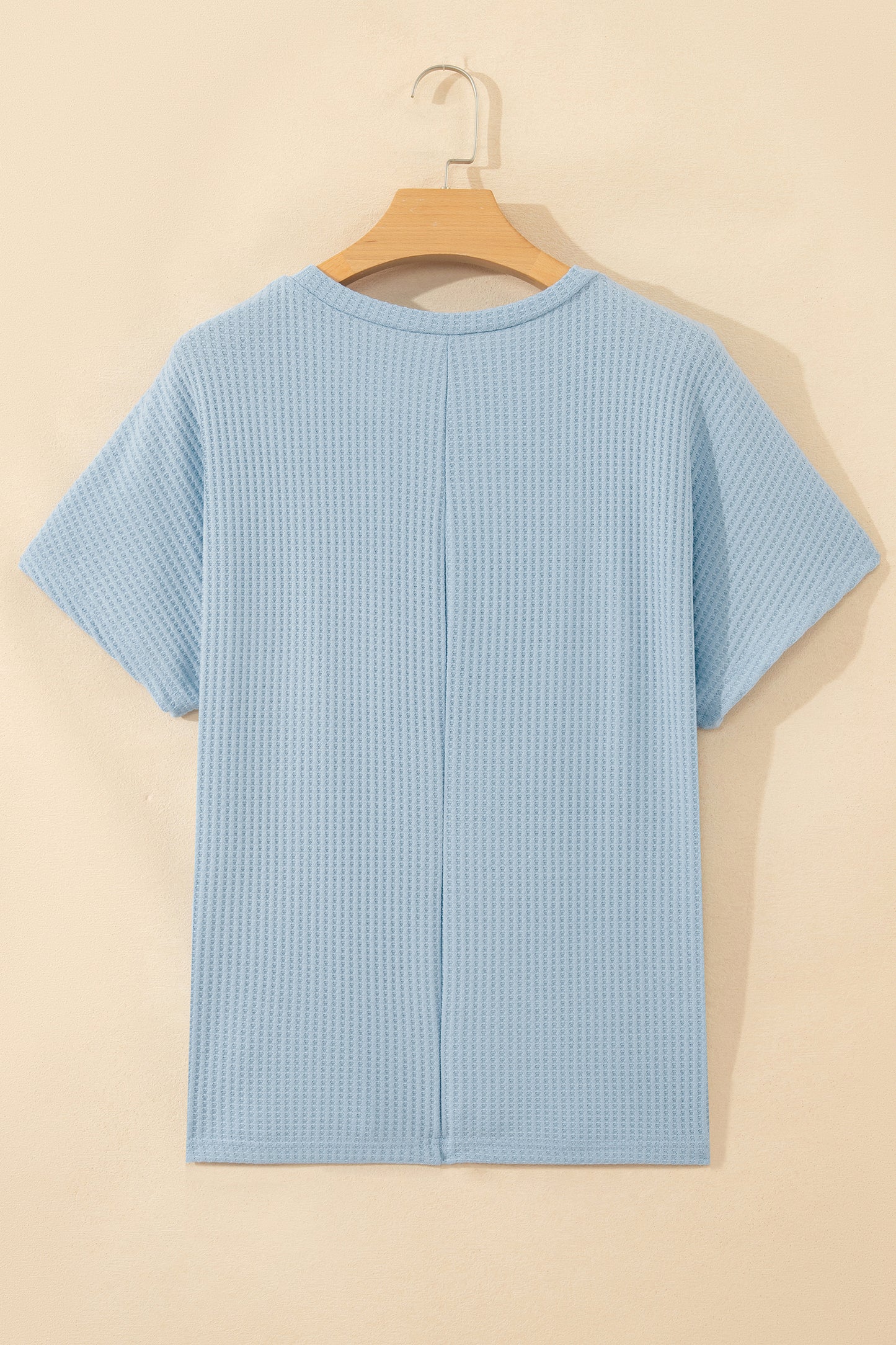 Short Sleeve Waffle Knit Oversized Casual Top