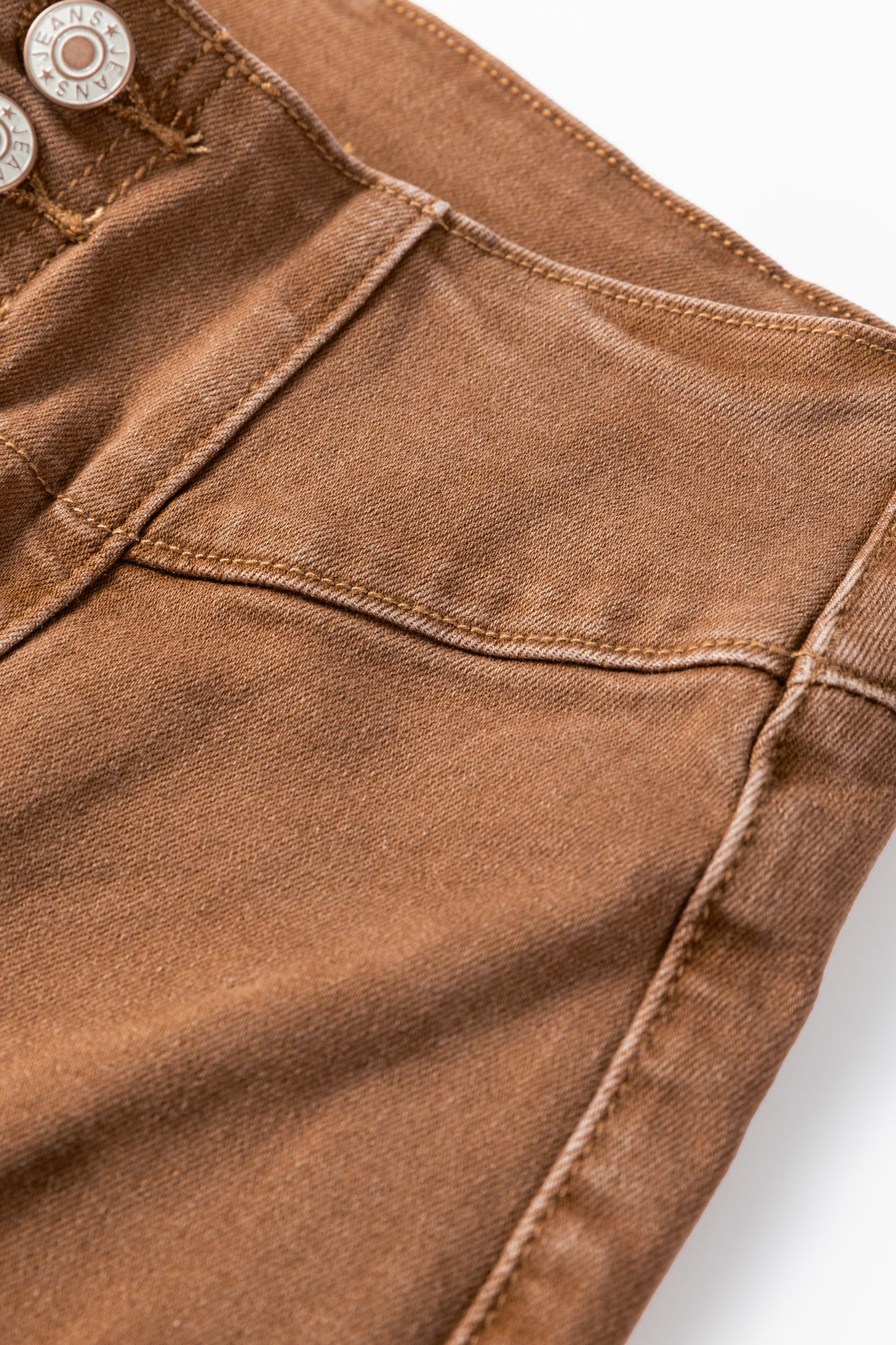 High Waist Button Fly Raw Hem  Jeans