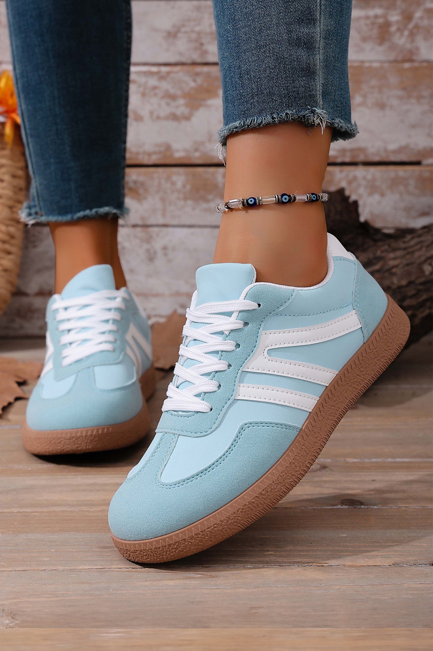 Retro Patchwork Lace-Up Sneakers
