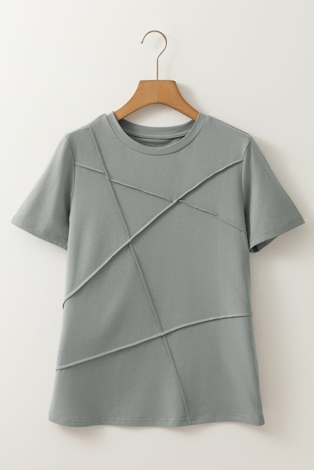 Modern Grey Solid Color Round Neck T Shirt