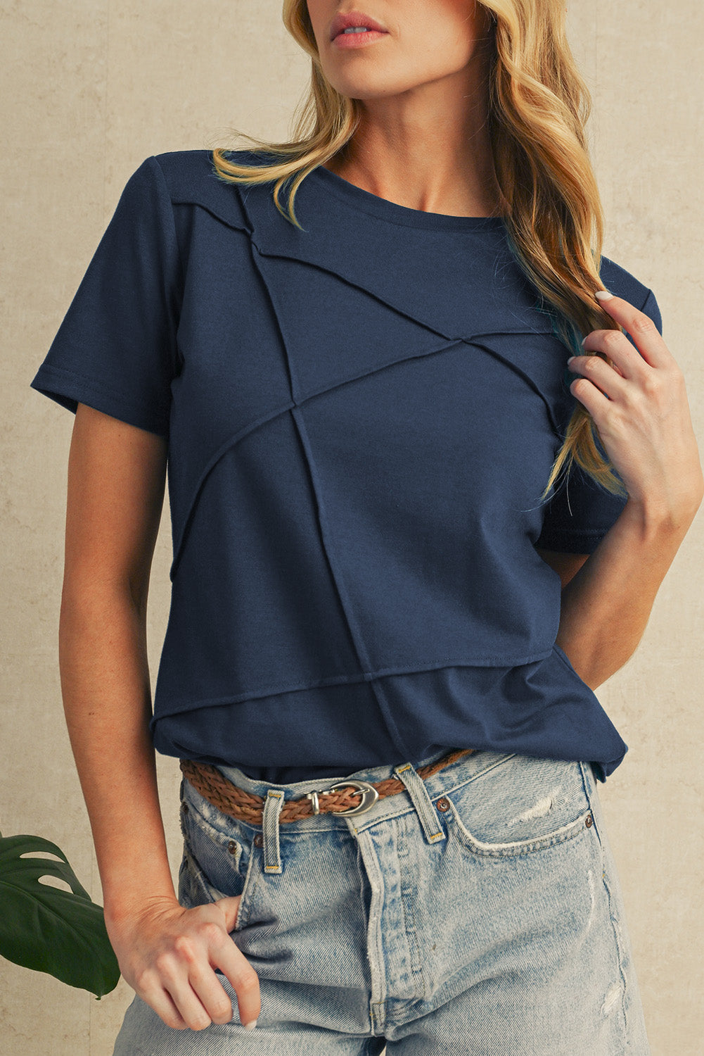 Modern Grey Solid Color Round Neck T Shirt