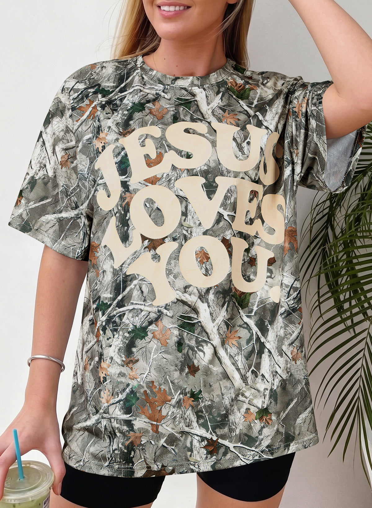 LOVE LIKE JESUS Camo Print Relaxed Fit Tee