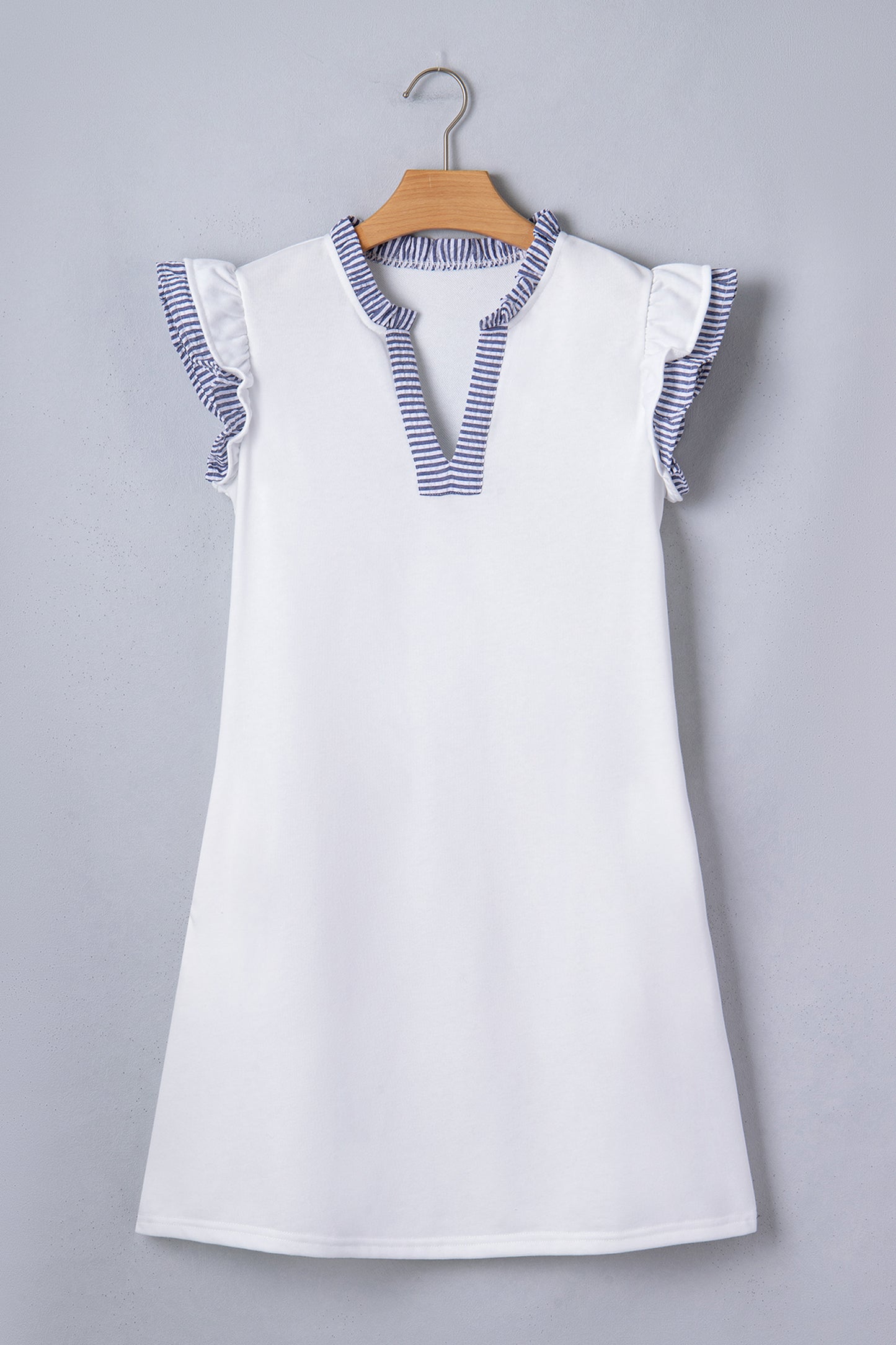 Ruffle Trim Sleeveless White Dress