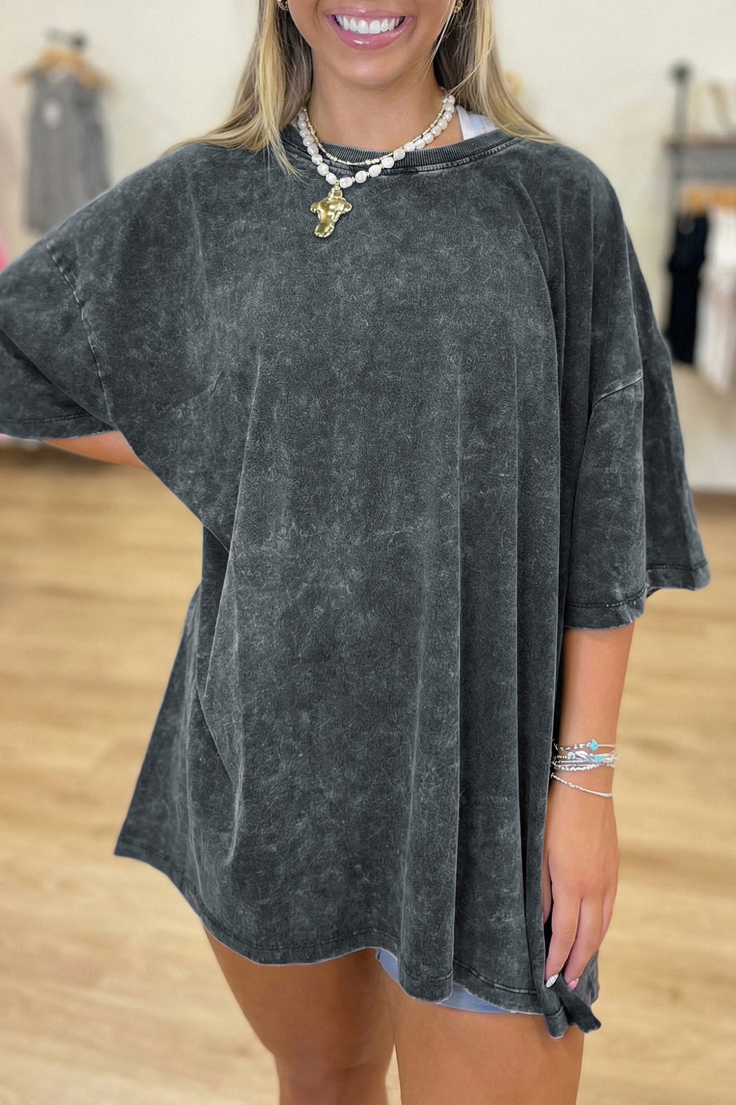 Mineral Wash Oversized Cotton Tee
