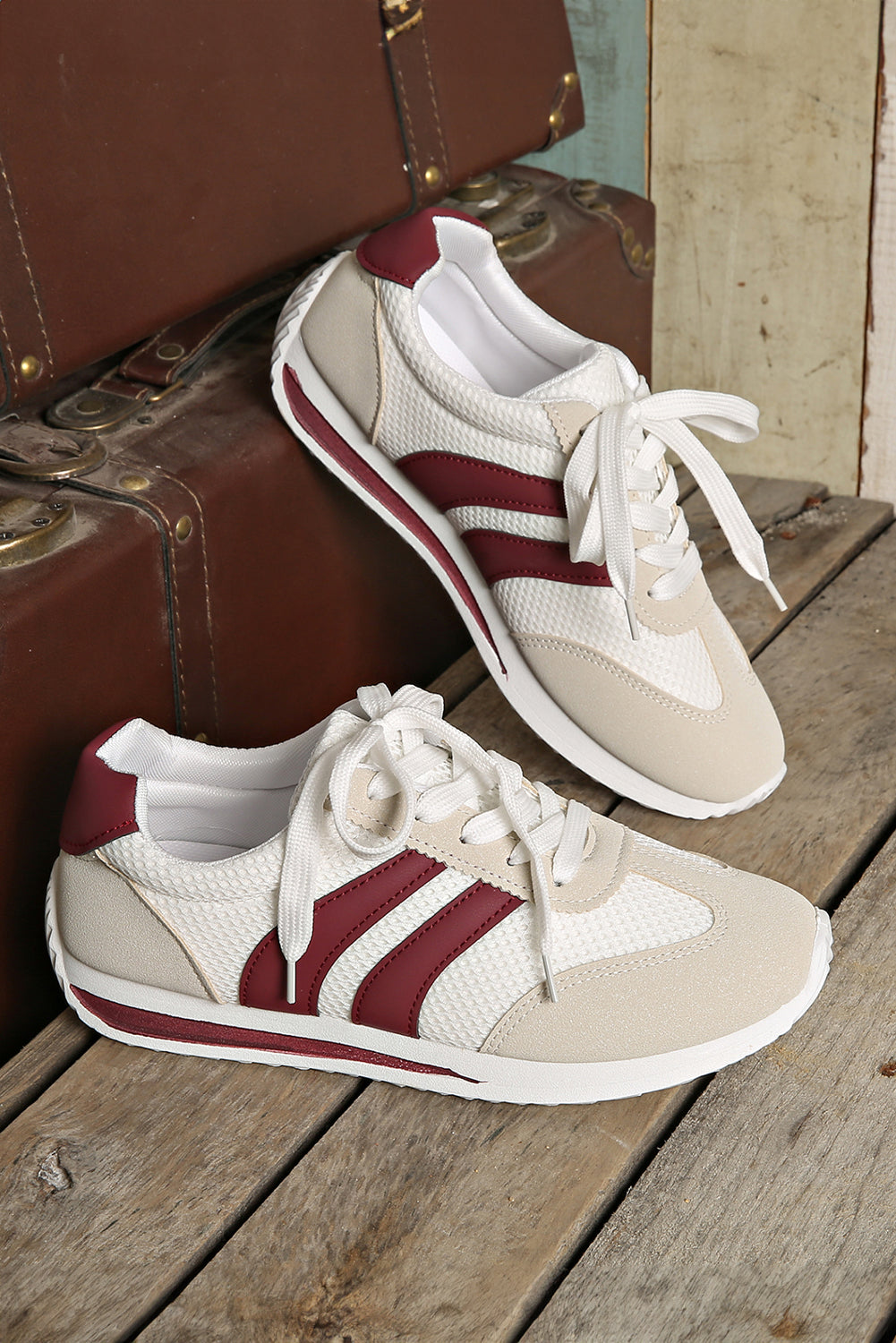 Patchwork Lace-Up Sneakers
