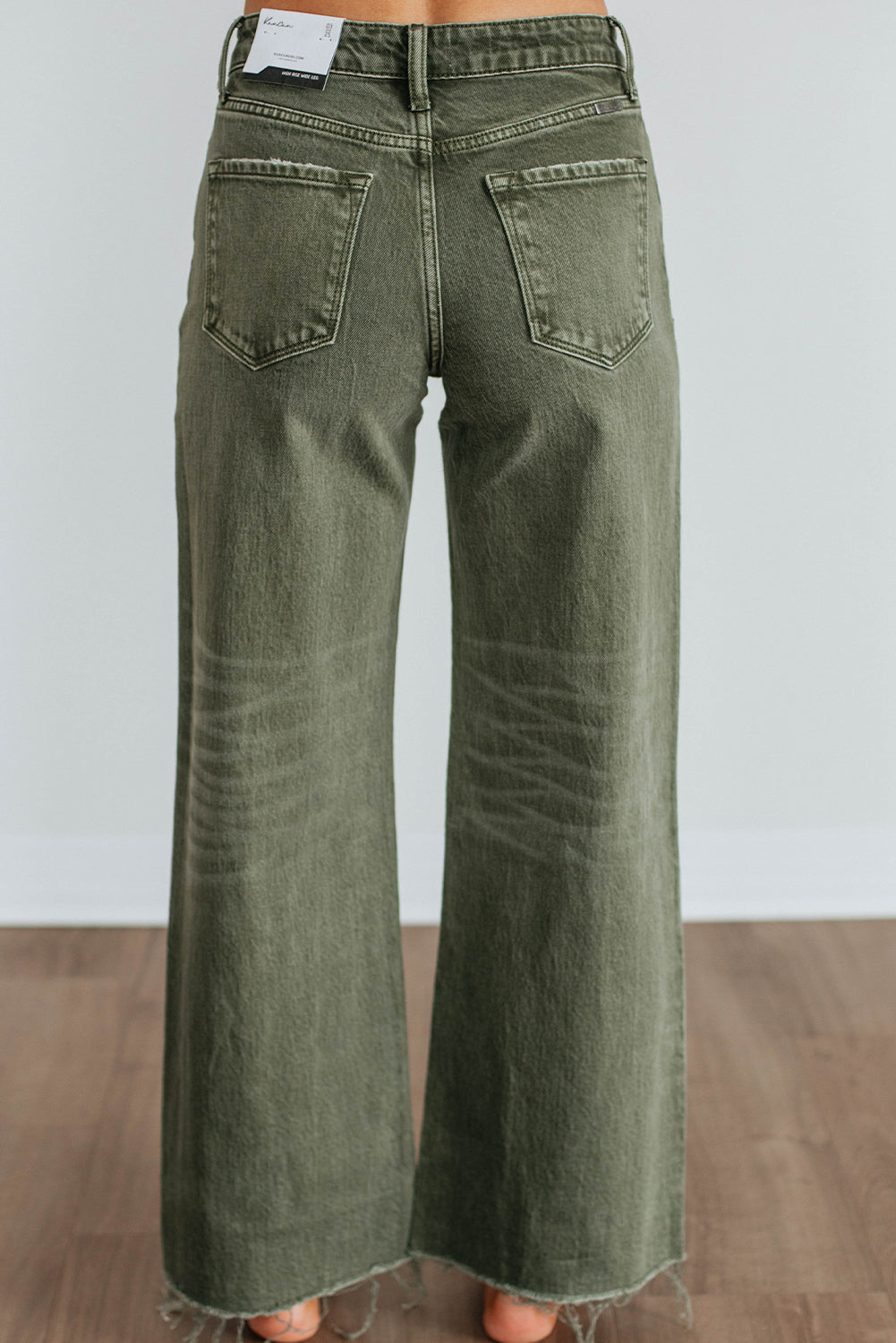 Slight Distressed Raw Edge Wide Leg Jeans