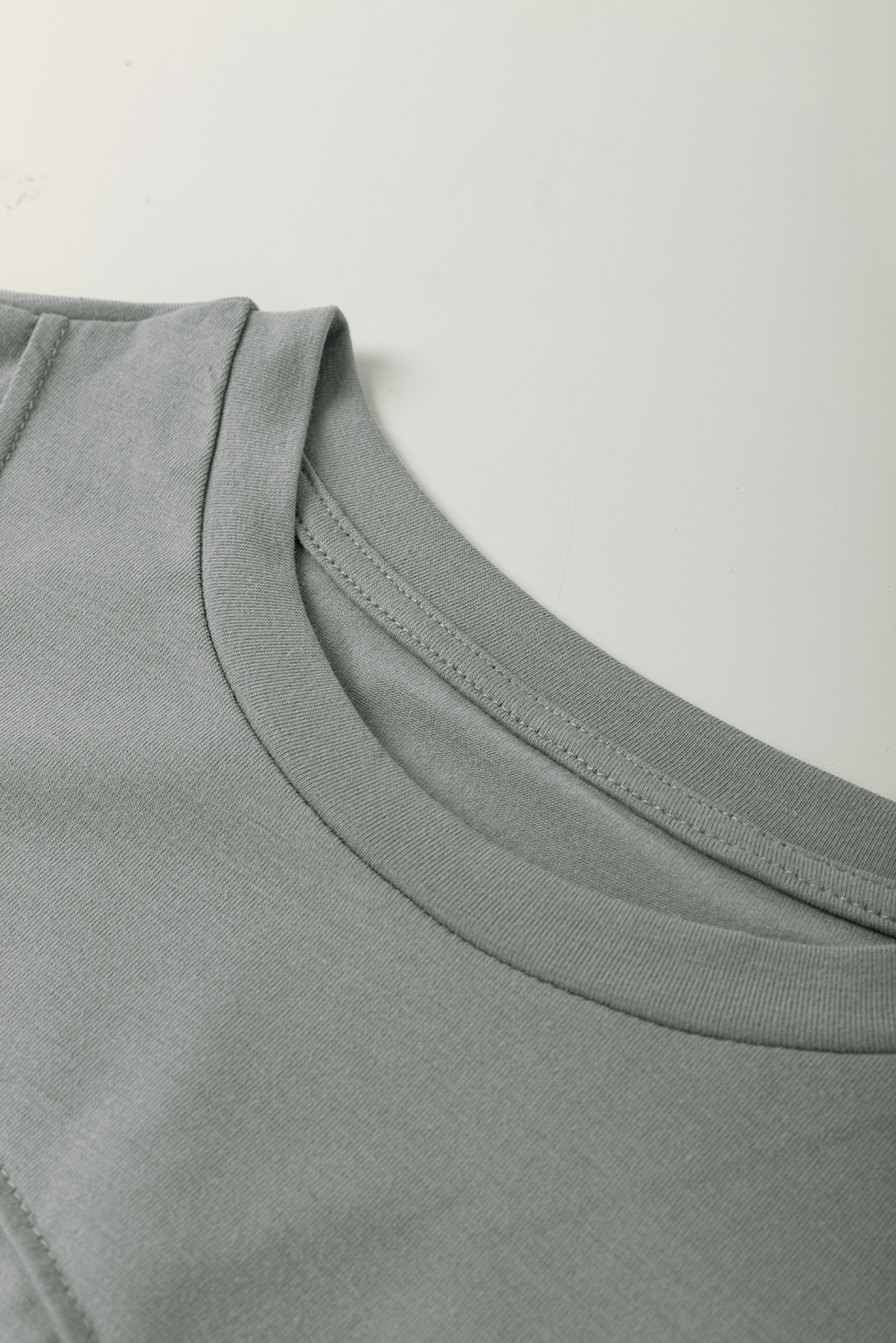Modern Grey Solid Color Round Neck T Shirt