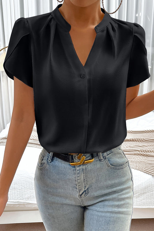 Black Petal Sleeve Blouse