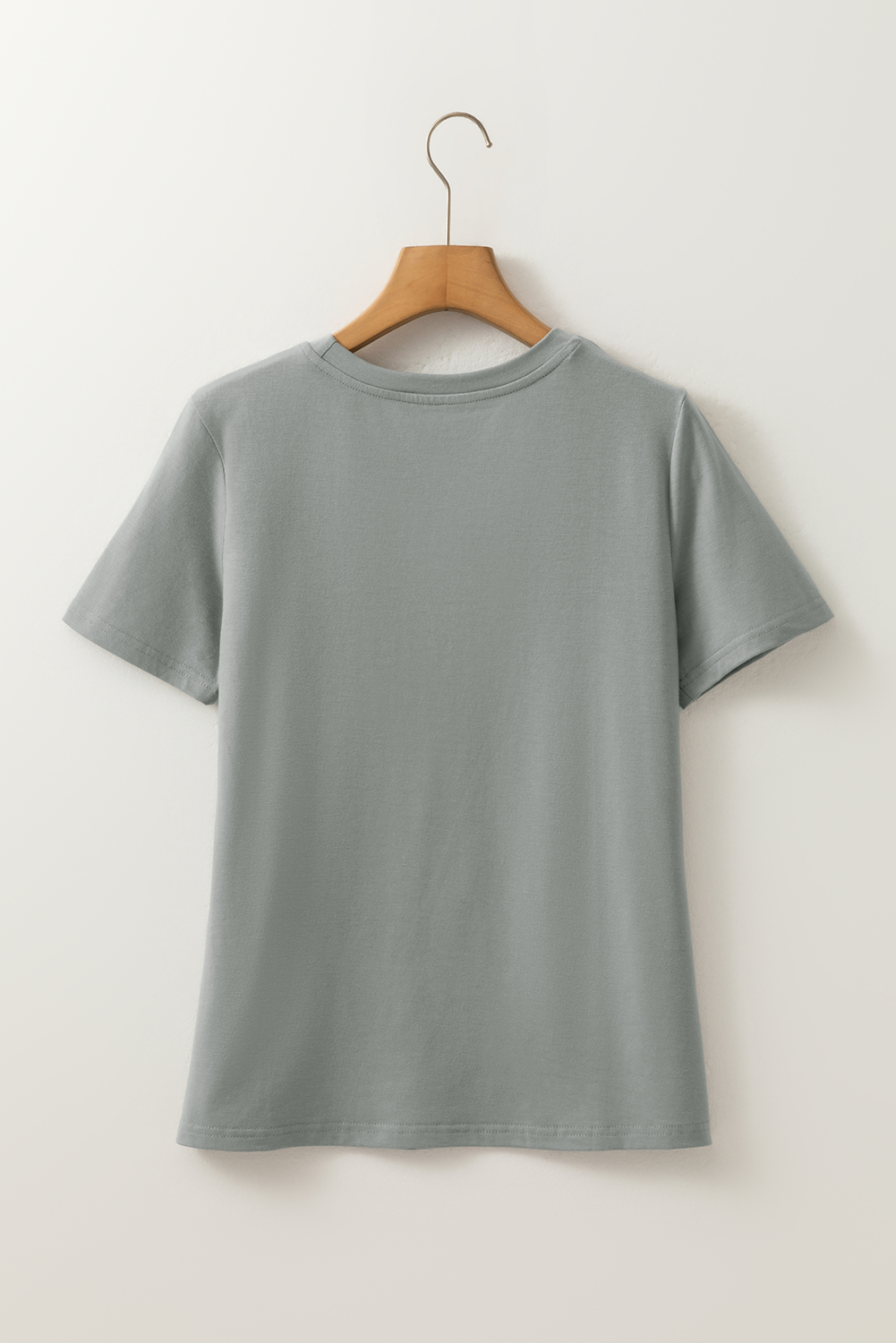 Modern Grey Solid Color Round Neck T Shirt