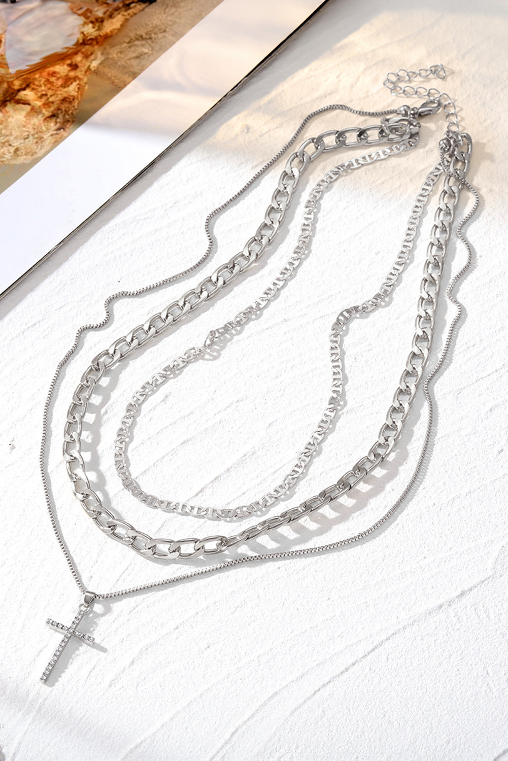 Elegant Alloy Cross Pendant Layering Necklace