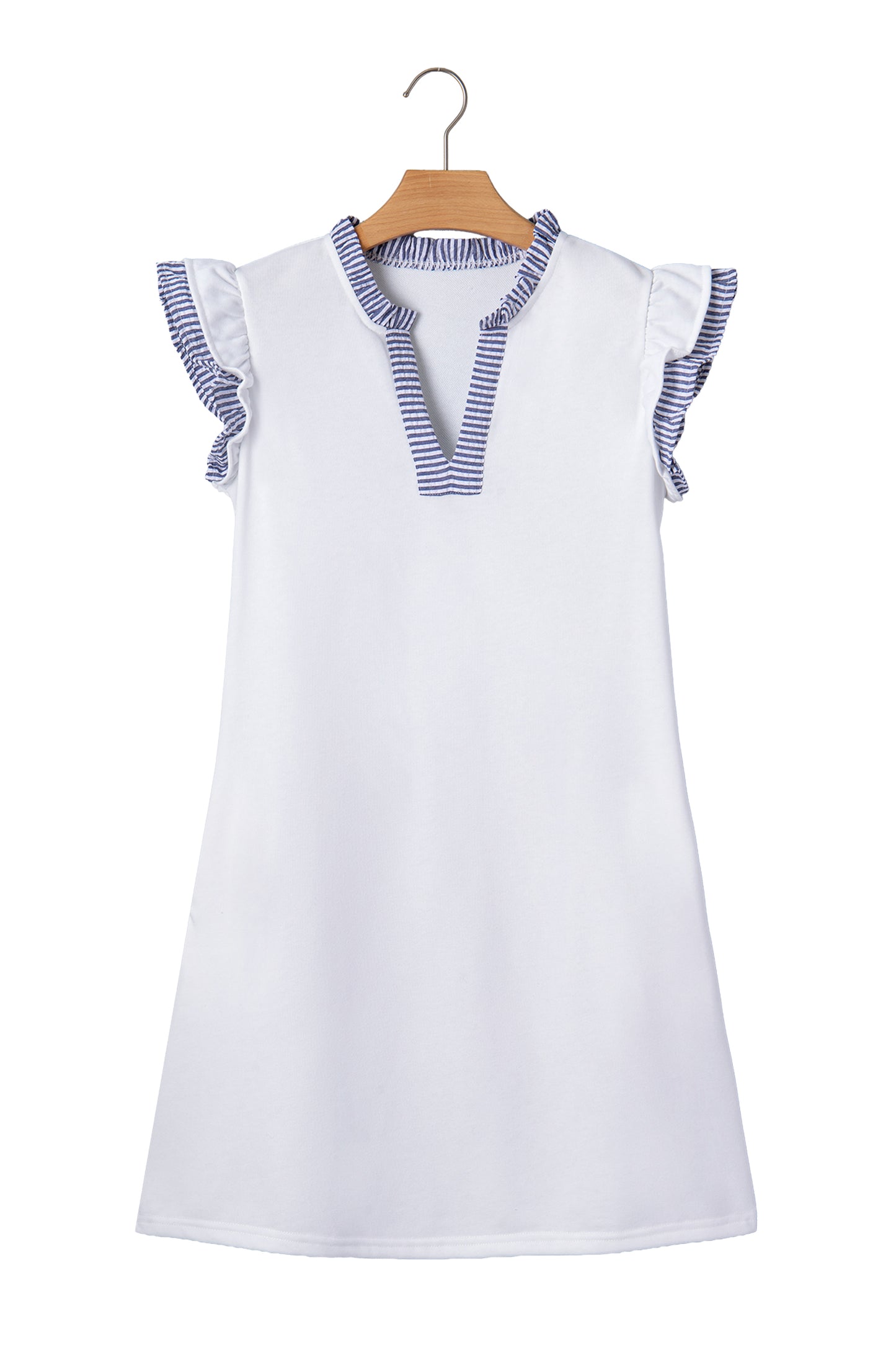 Ruffle Trim Sleeveless White Dress