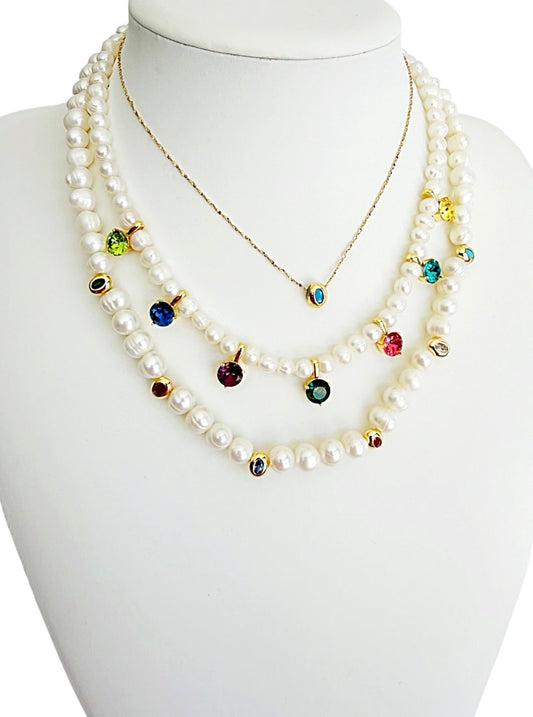 Camelia Pearl & Crystal Necklace