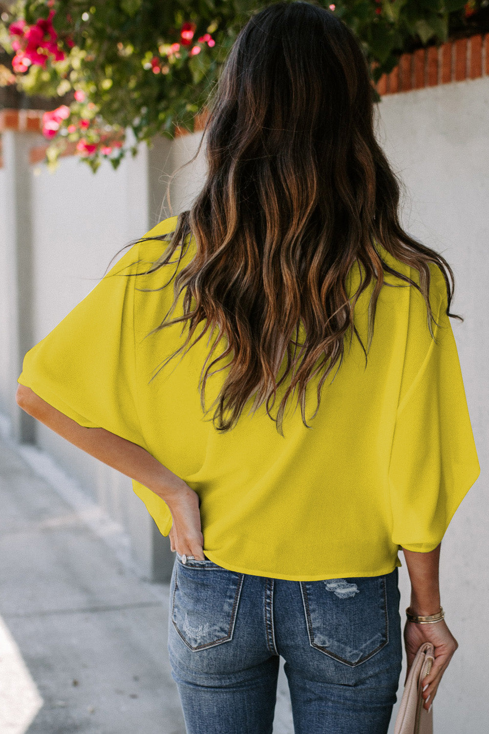 Draped Short Sleeve Blouse