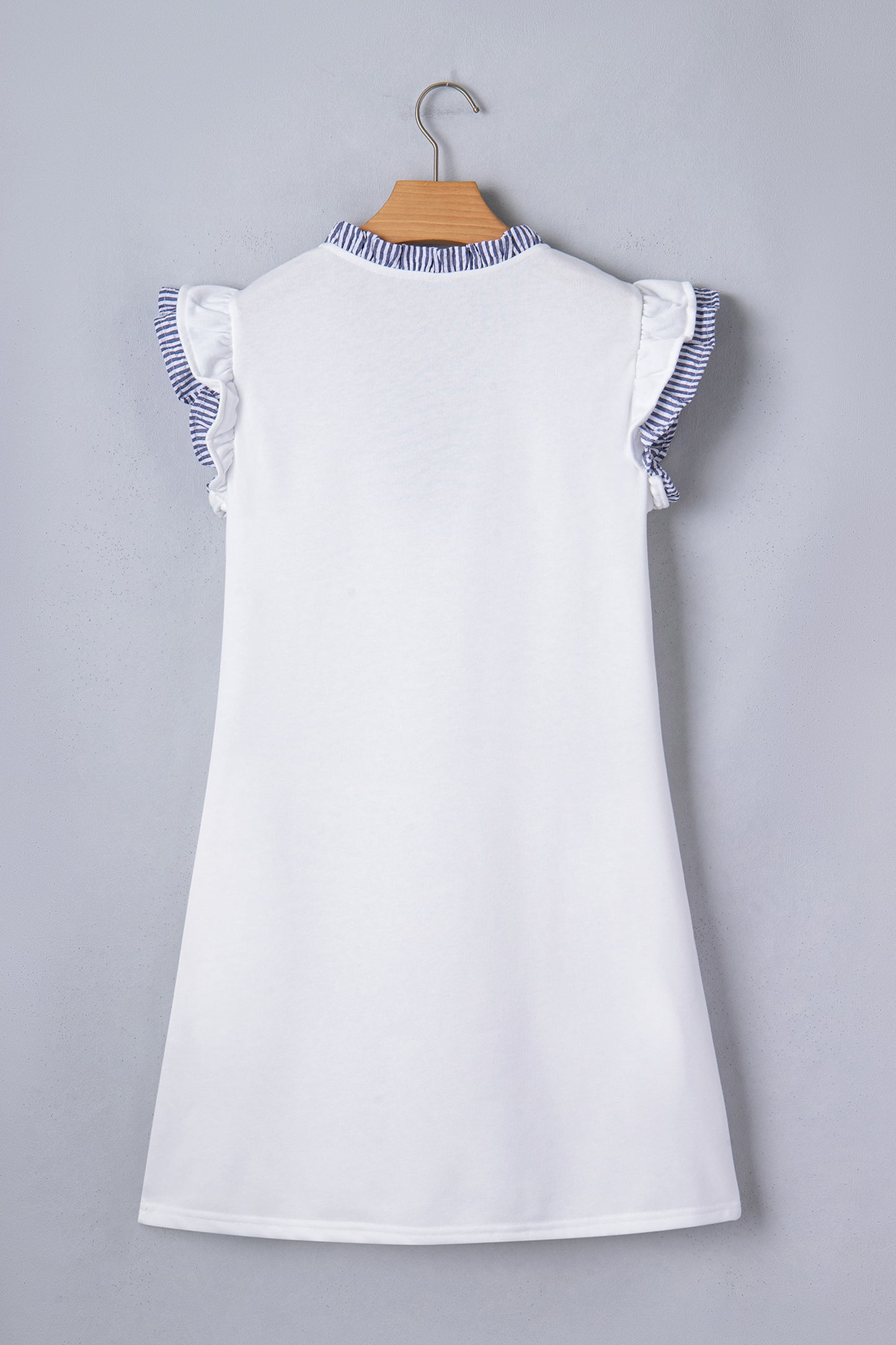 Ruffle Trim Sleeveless White Dress