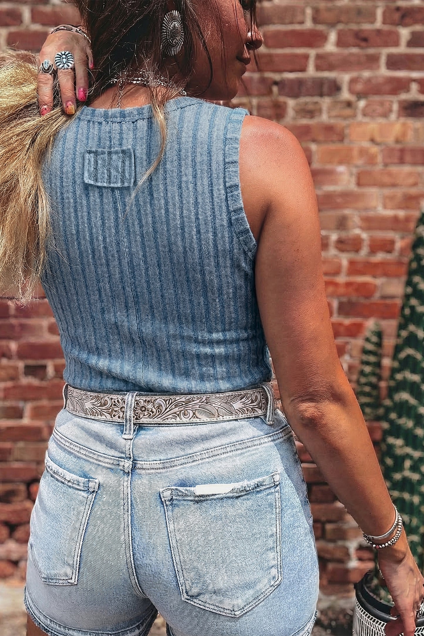 Mineral Wash Ribbed Slim Fit Tank Top
