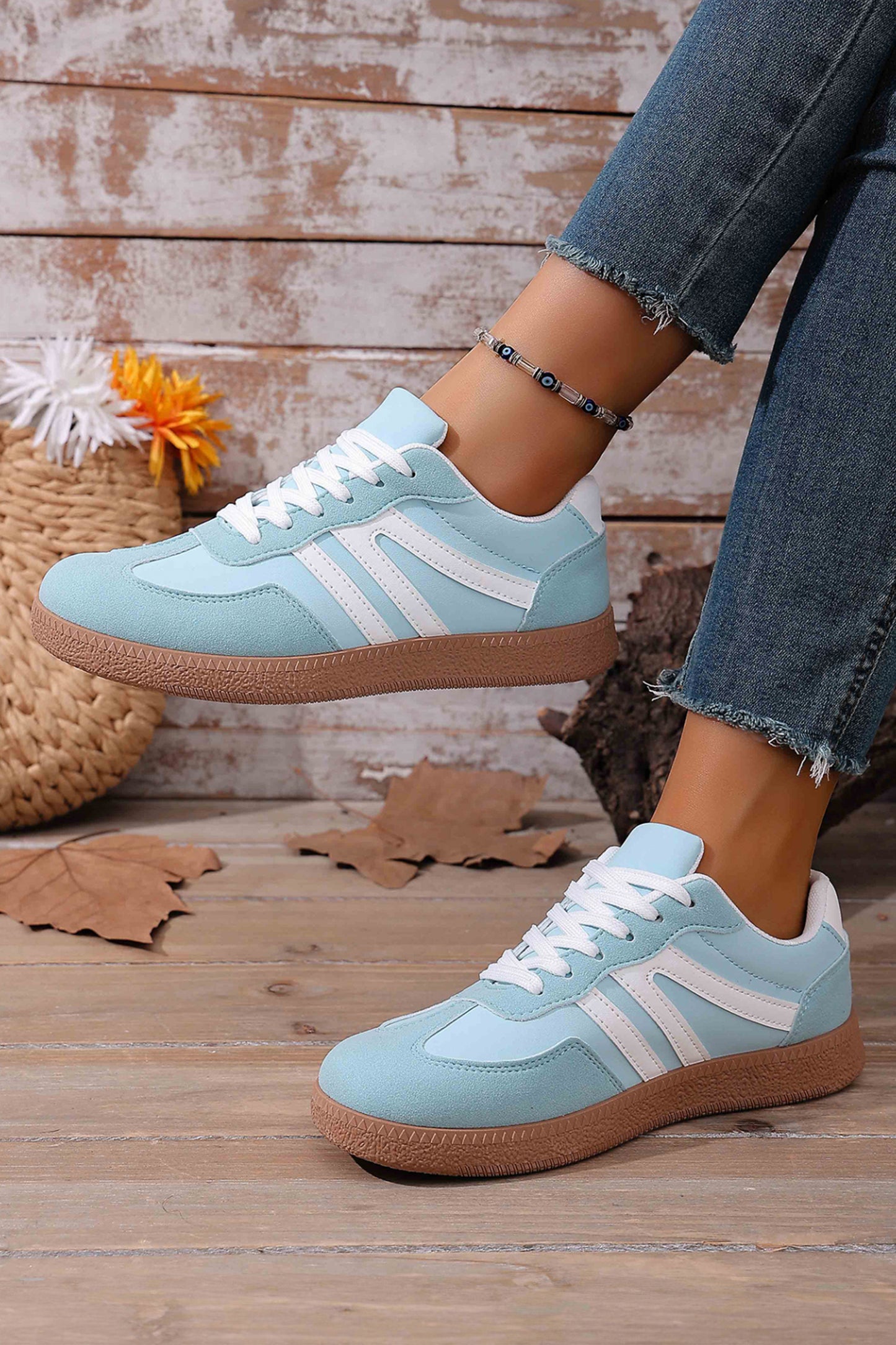 Retro Patchwork Lace-Up Sneakers