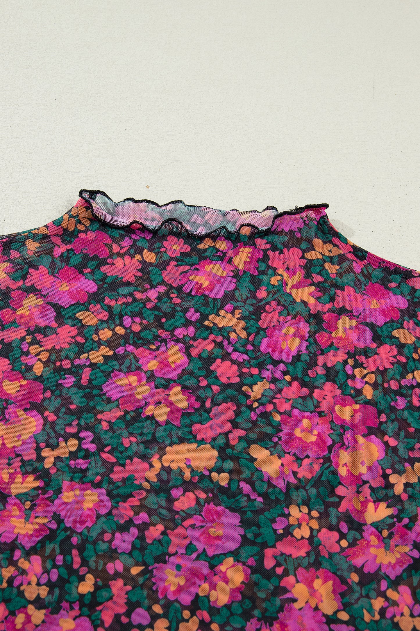 Floral Printed Mesh Top