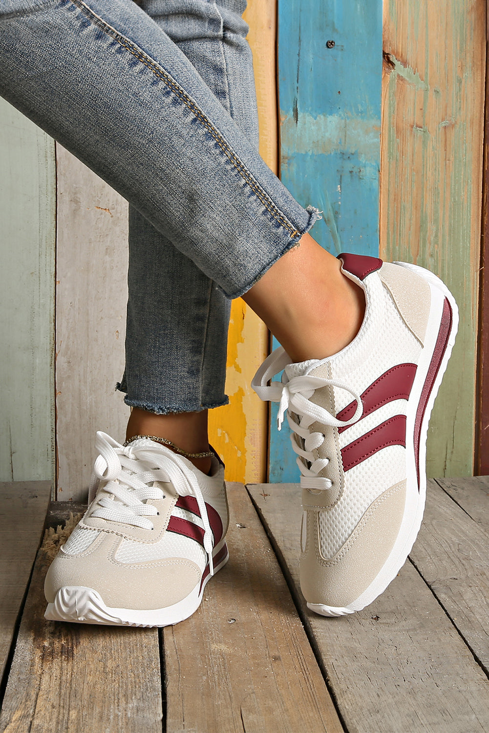 Patchwork Lace-Up Sneakers