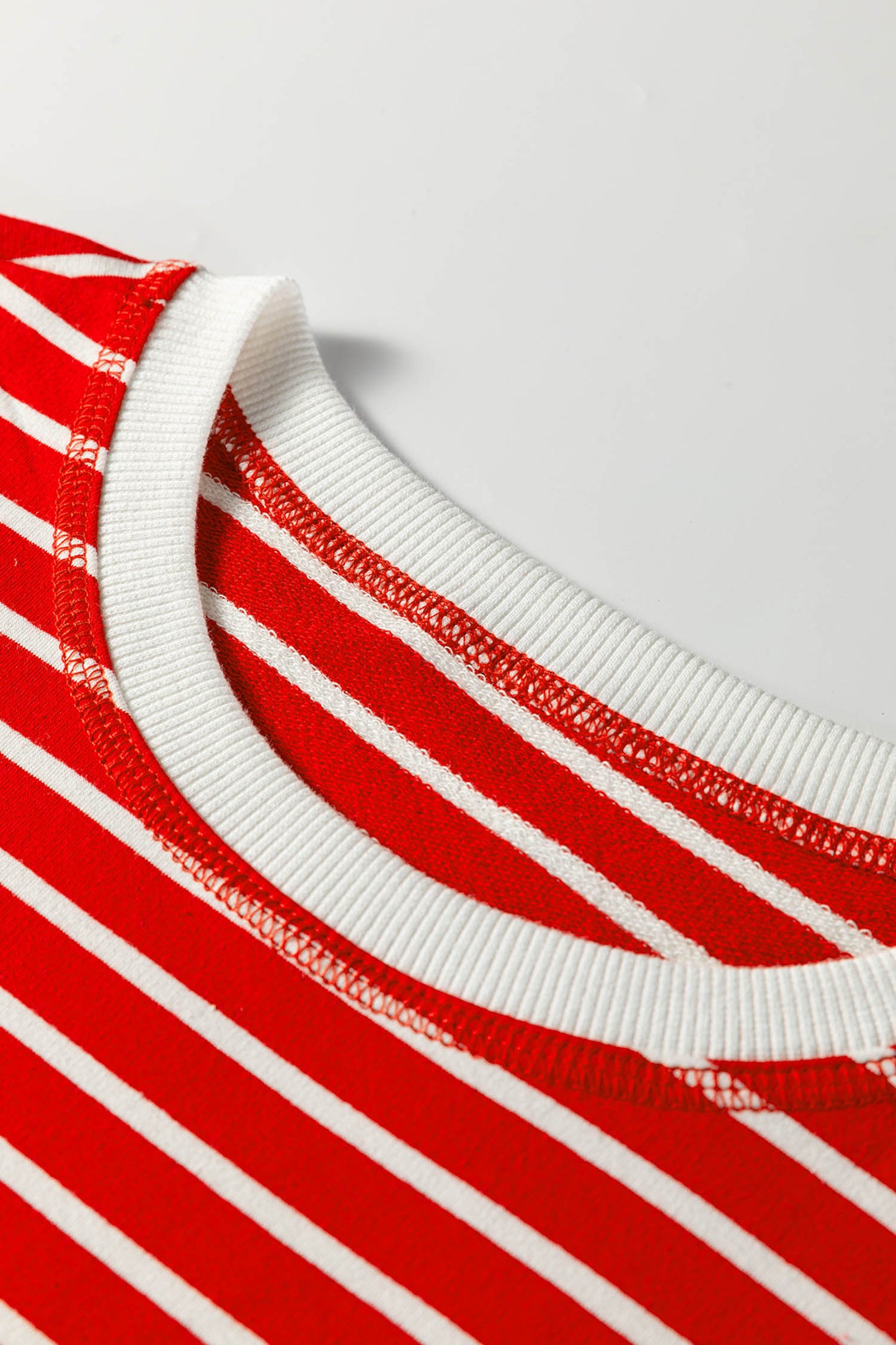 Stripe Ribbed Round Neck Trim Loose Tank Top