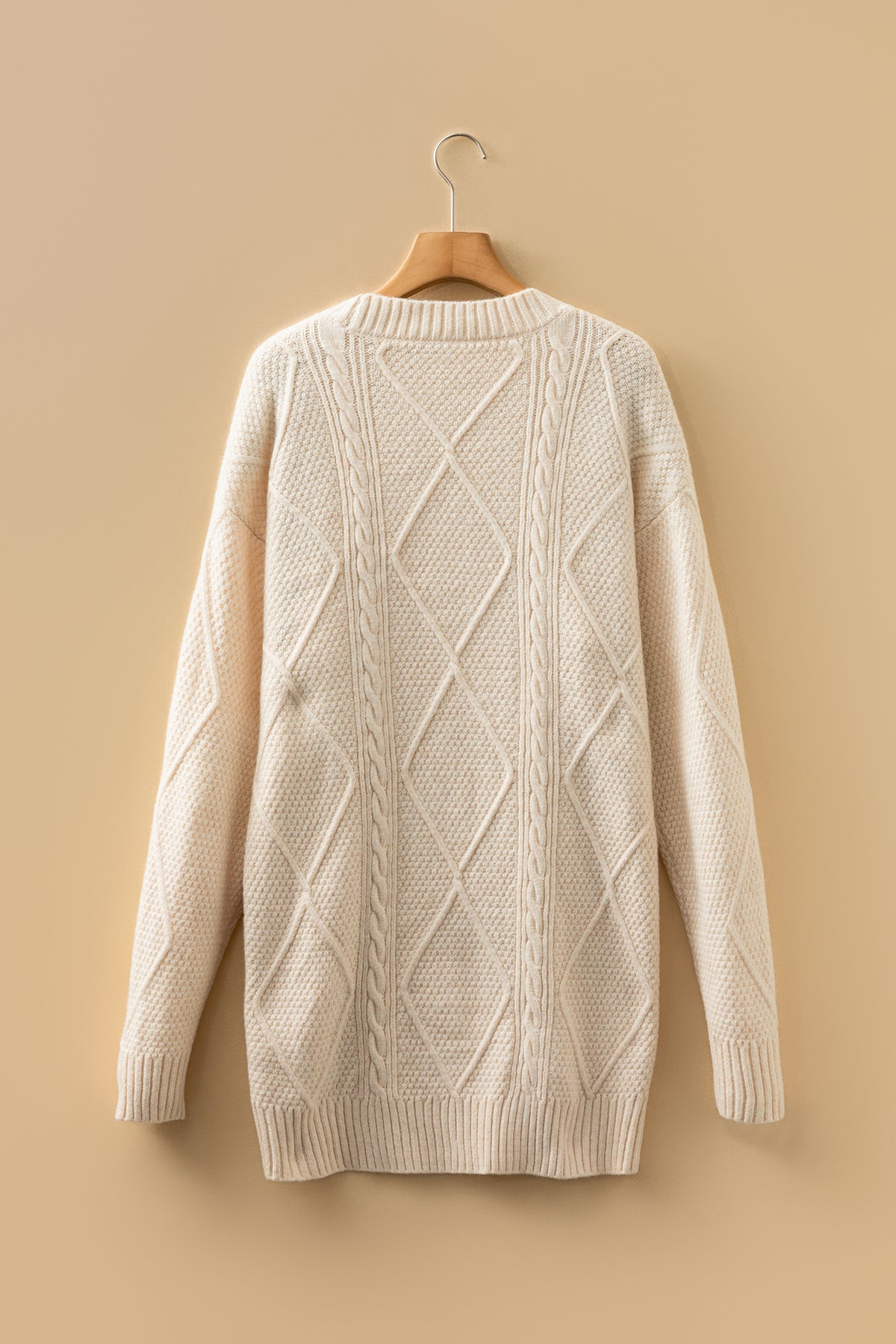 Cable Knit Drop-Shoulder Sweater Dress