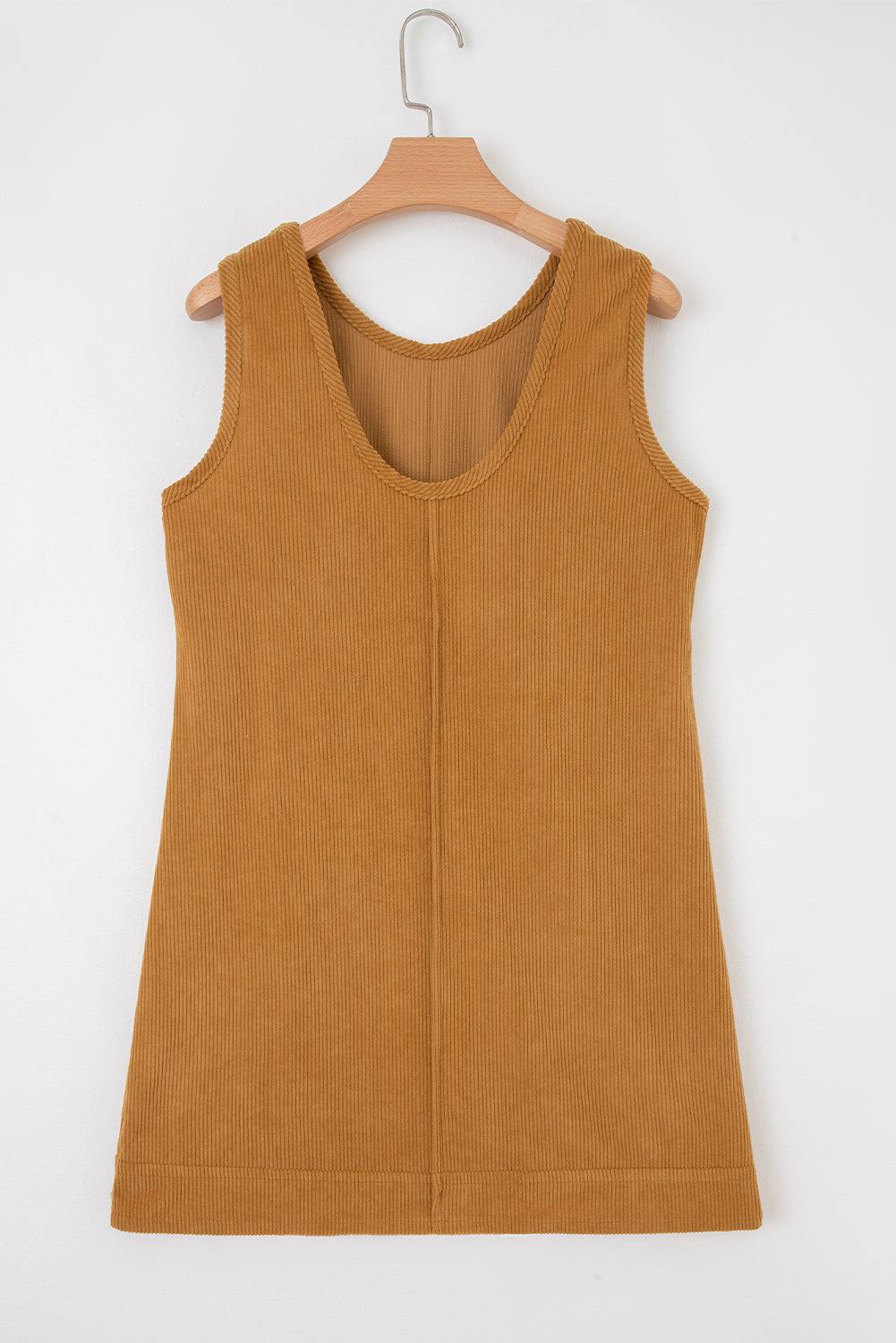 Black Exposed Seam Corduroy Mini Dress