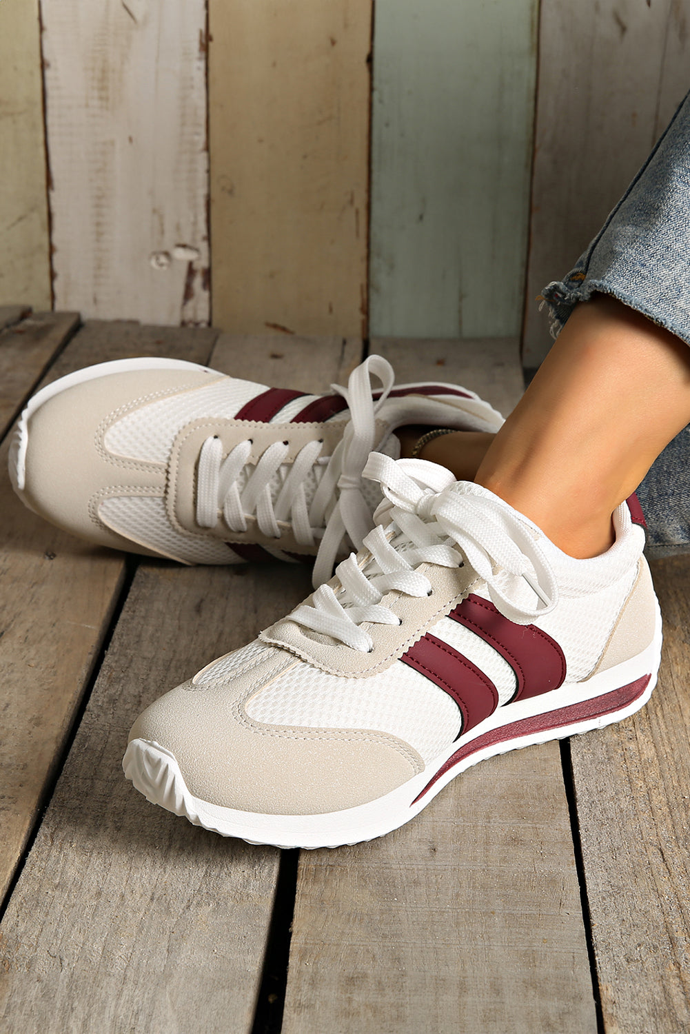Patchwork Lace-Up Sneakers