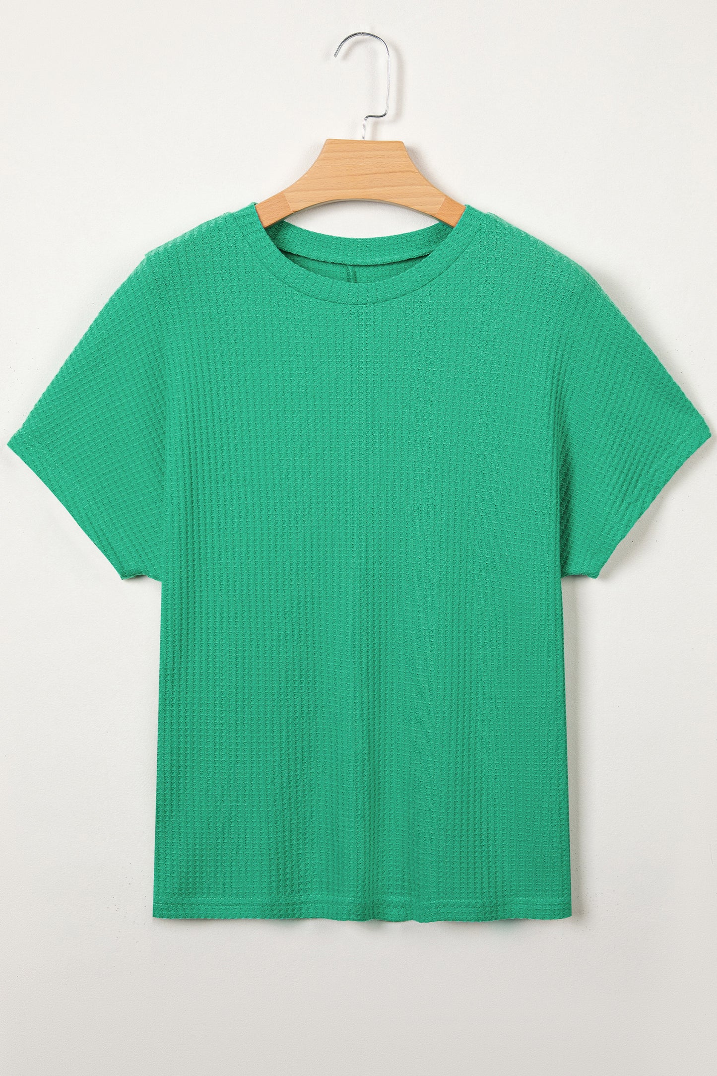 Short Sleeve Waffle Knit Oversized Casual Top