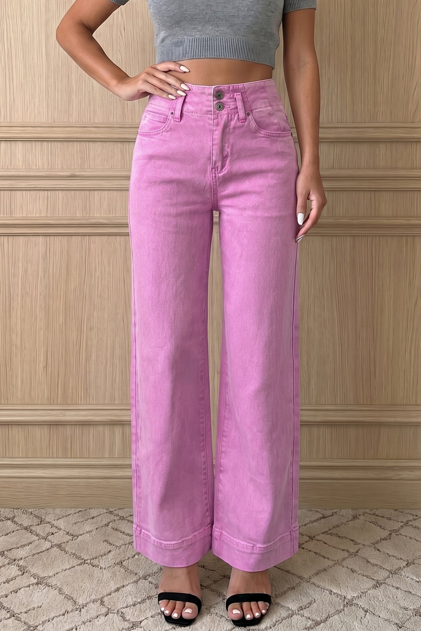 Black High-Waist Wide Leg Jeans